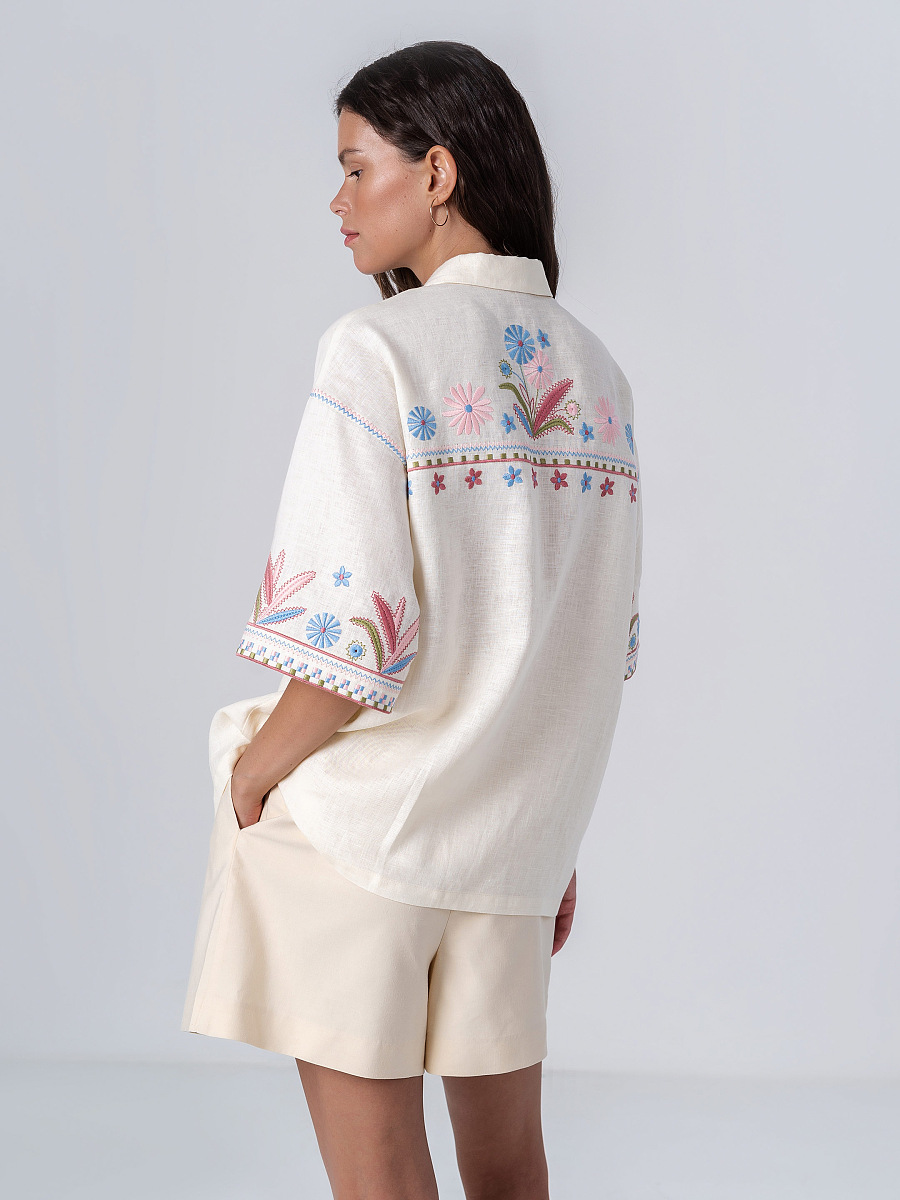 Linen shirt with floral embroidery Veselka [0]