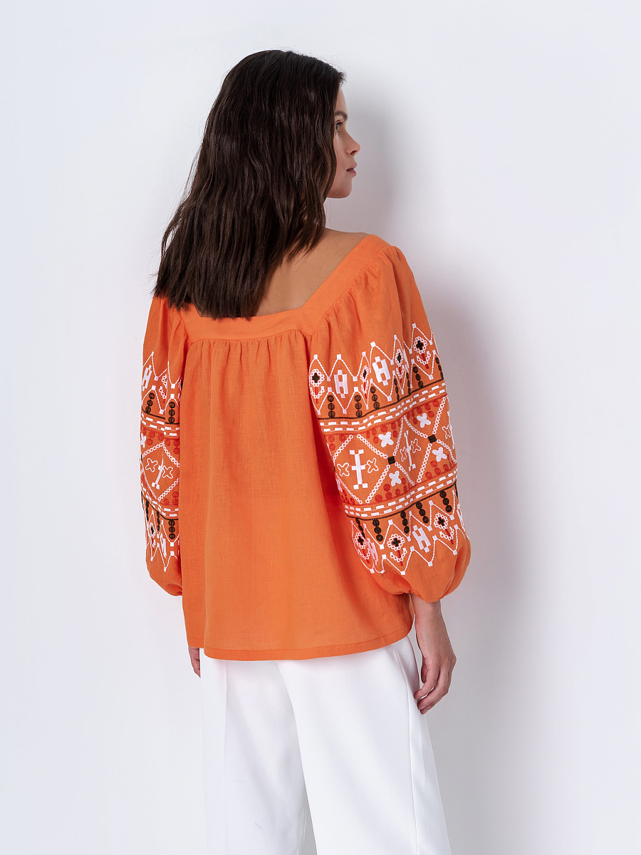 Orange linen blouse Pomaranch [0]