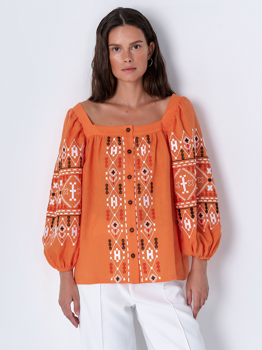 Orange linen blouse Pomaranch [0]