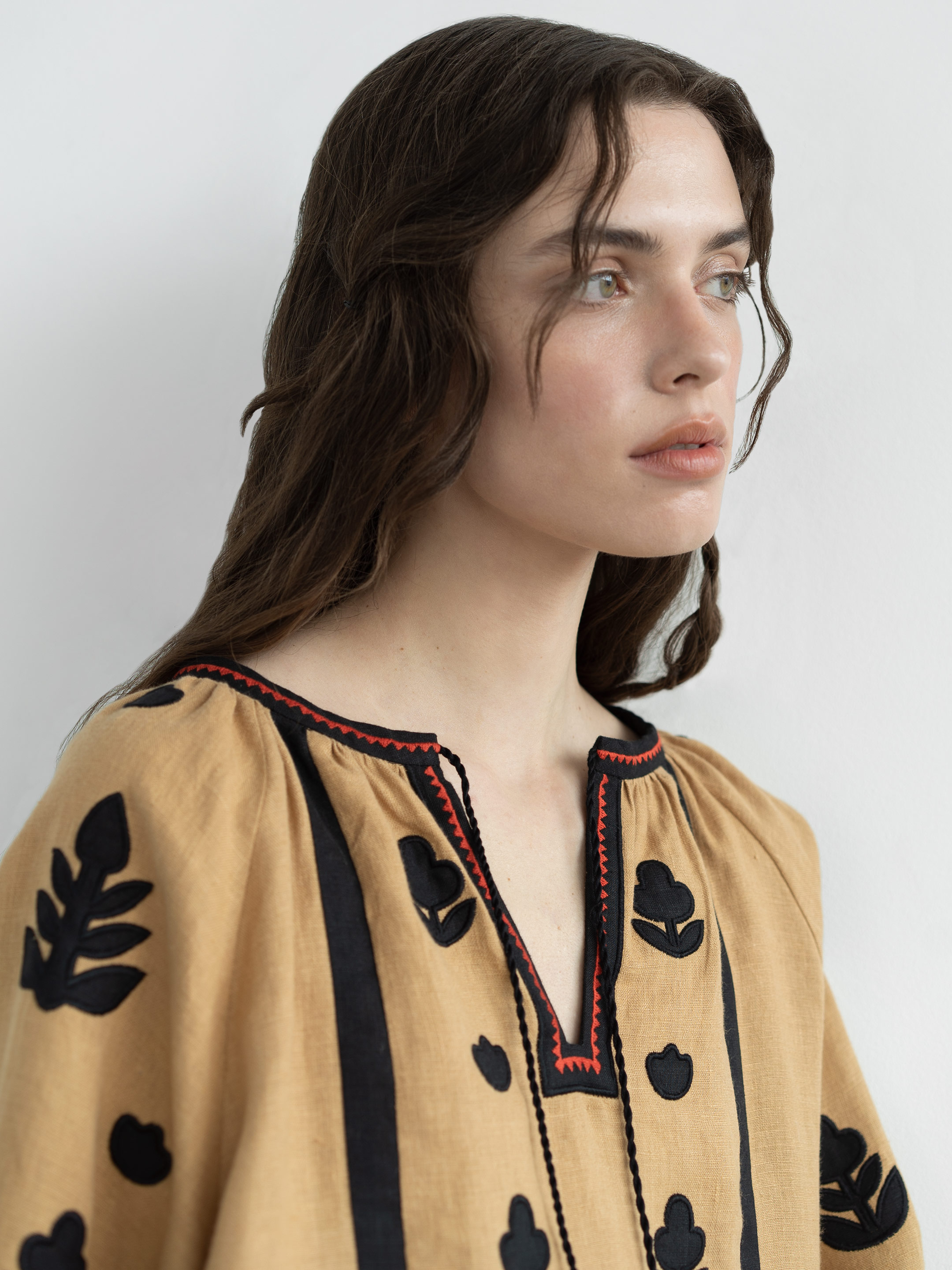 Linen embroidered shirt Korchynskyi Beige photo