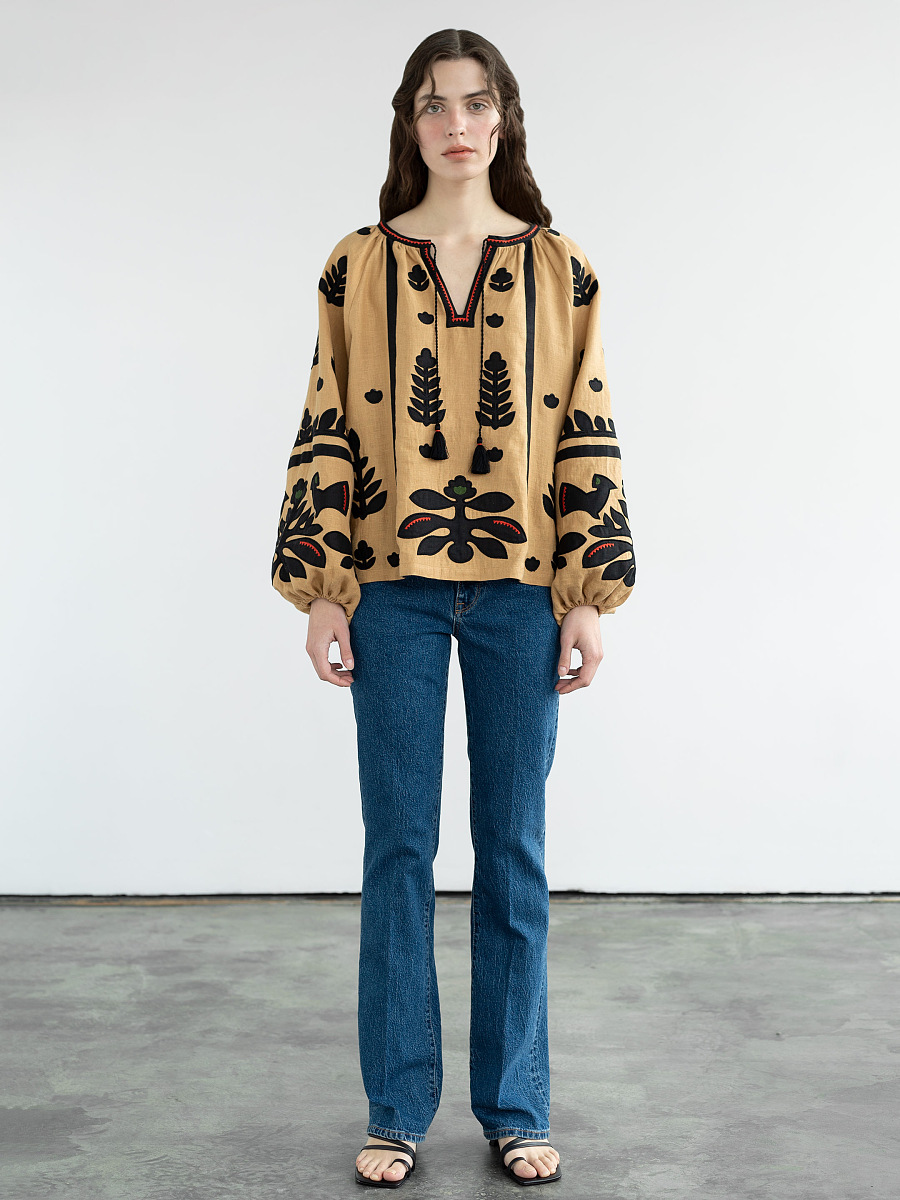Linen embroidered shirt Korchynskyi Beige [0]