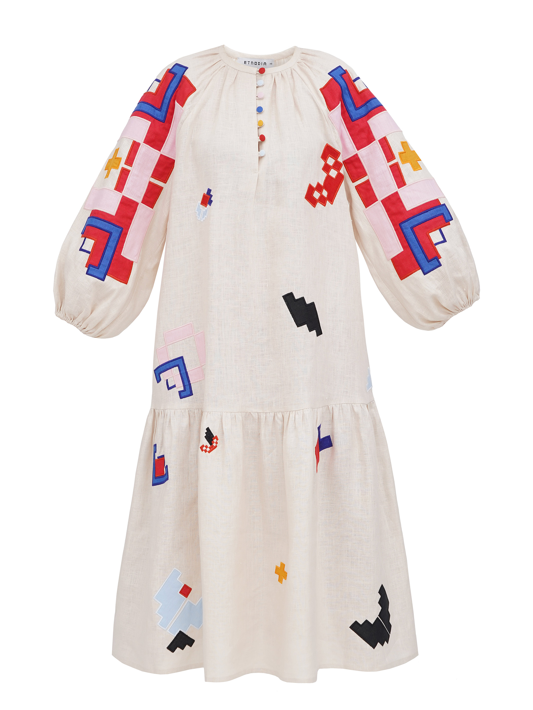 Light linen dress with applique Eva buy