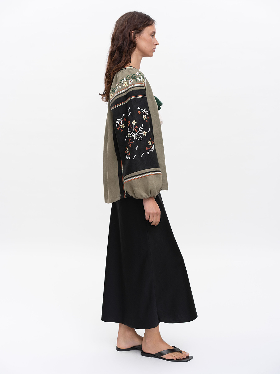 Linen embroidered shirt with floral ornament Vesna [0]