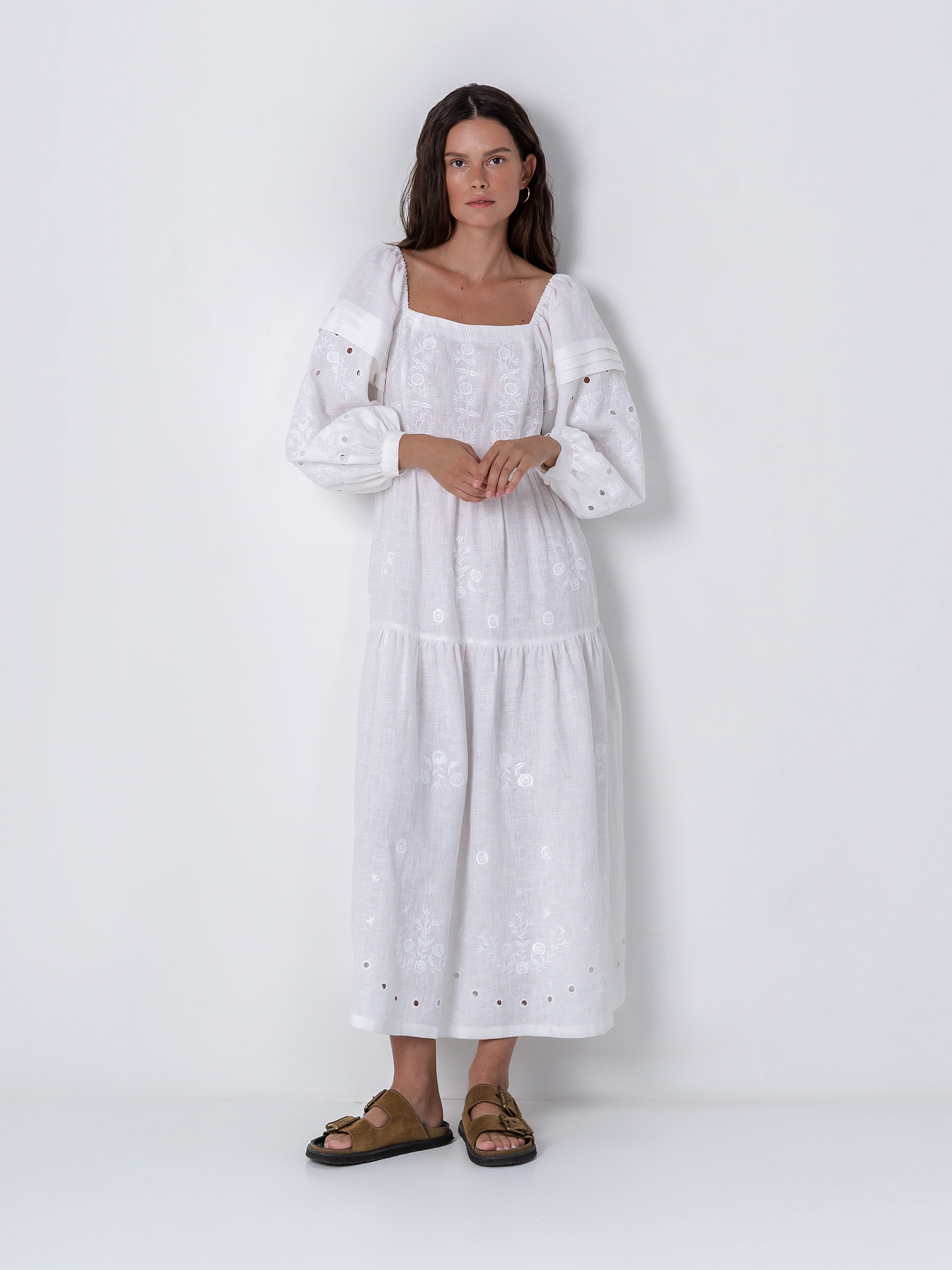 White linen embroidered dress Myt choose
