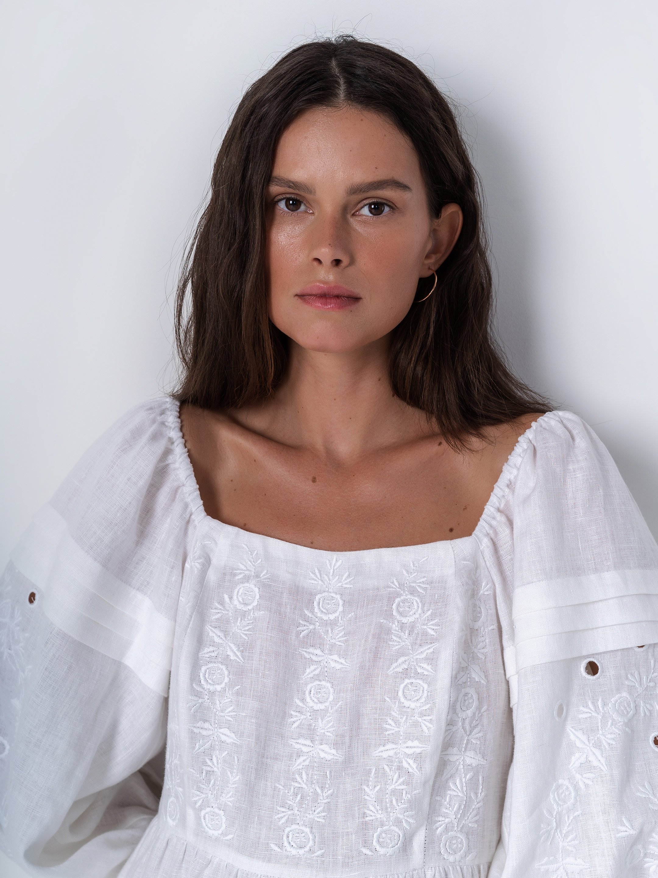 White linen embroidered dress Myt cheap