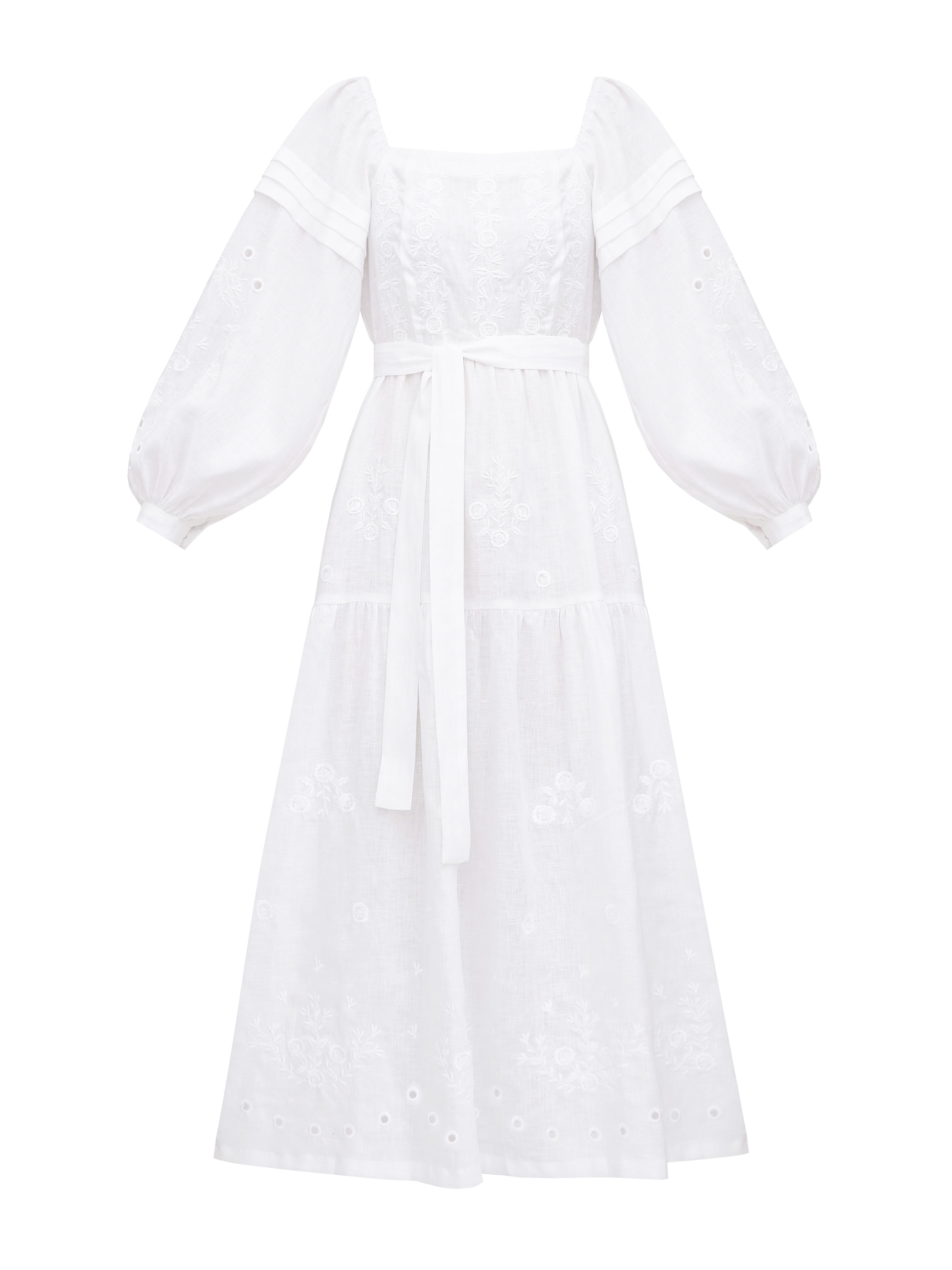 White linen embroidered dress Myt buy