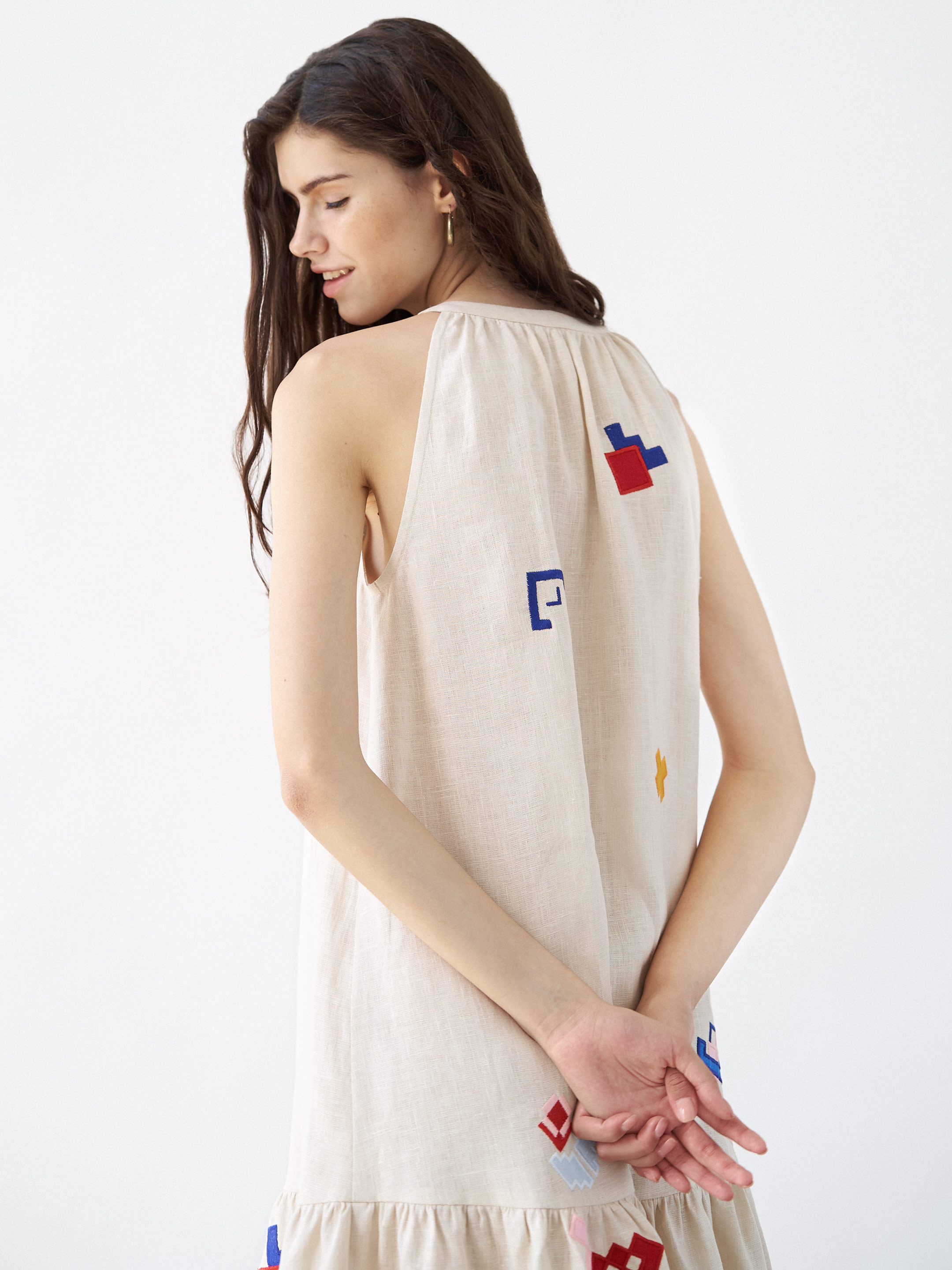 Linen sundress with applique Eva Summer in Ukraine