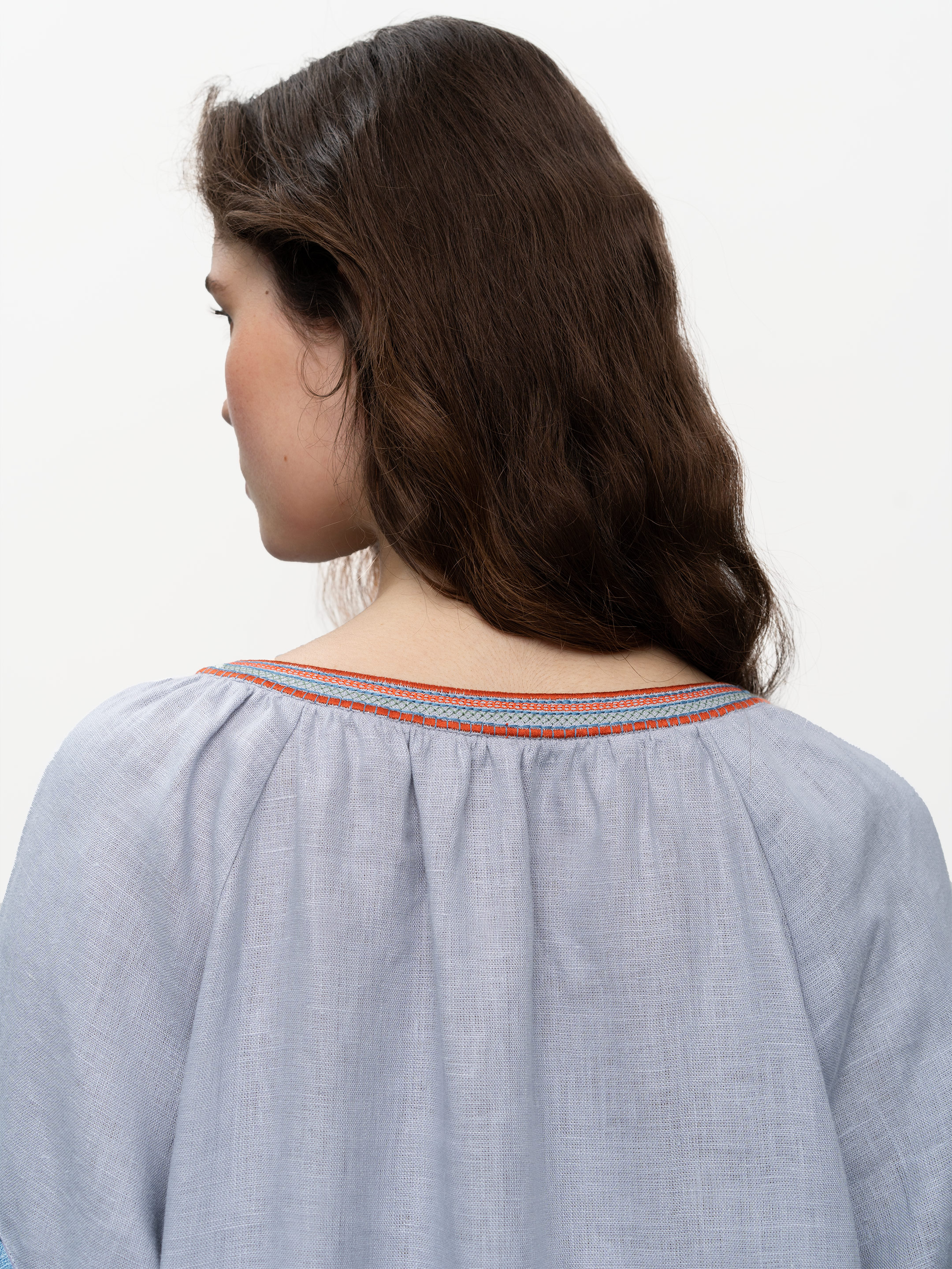 Women's embroidered shirt with fringe Oksamyt Blue photo