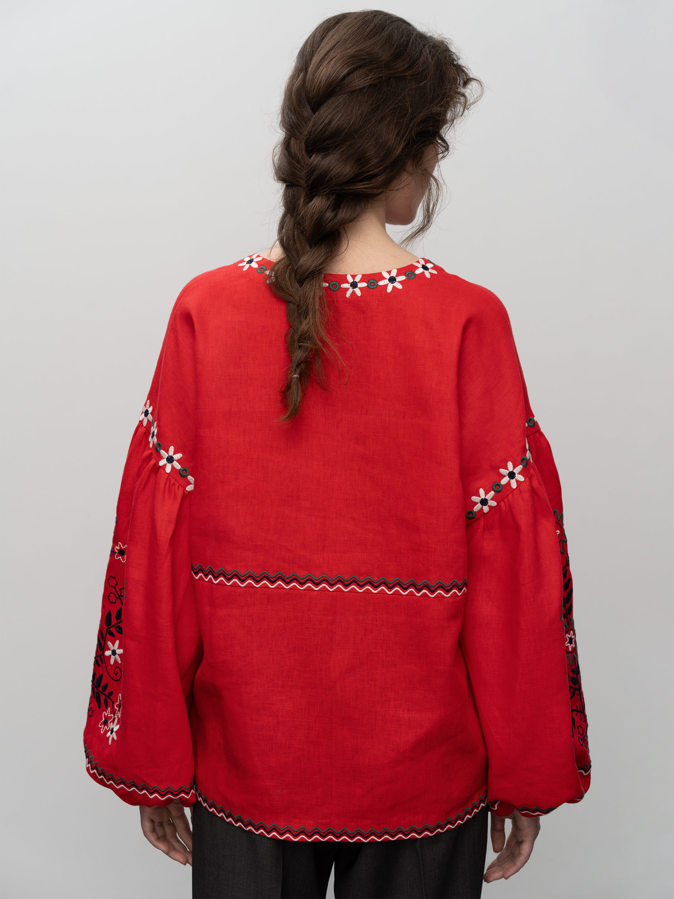 Women's embroidery shirt with floral Obriy Red ціна