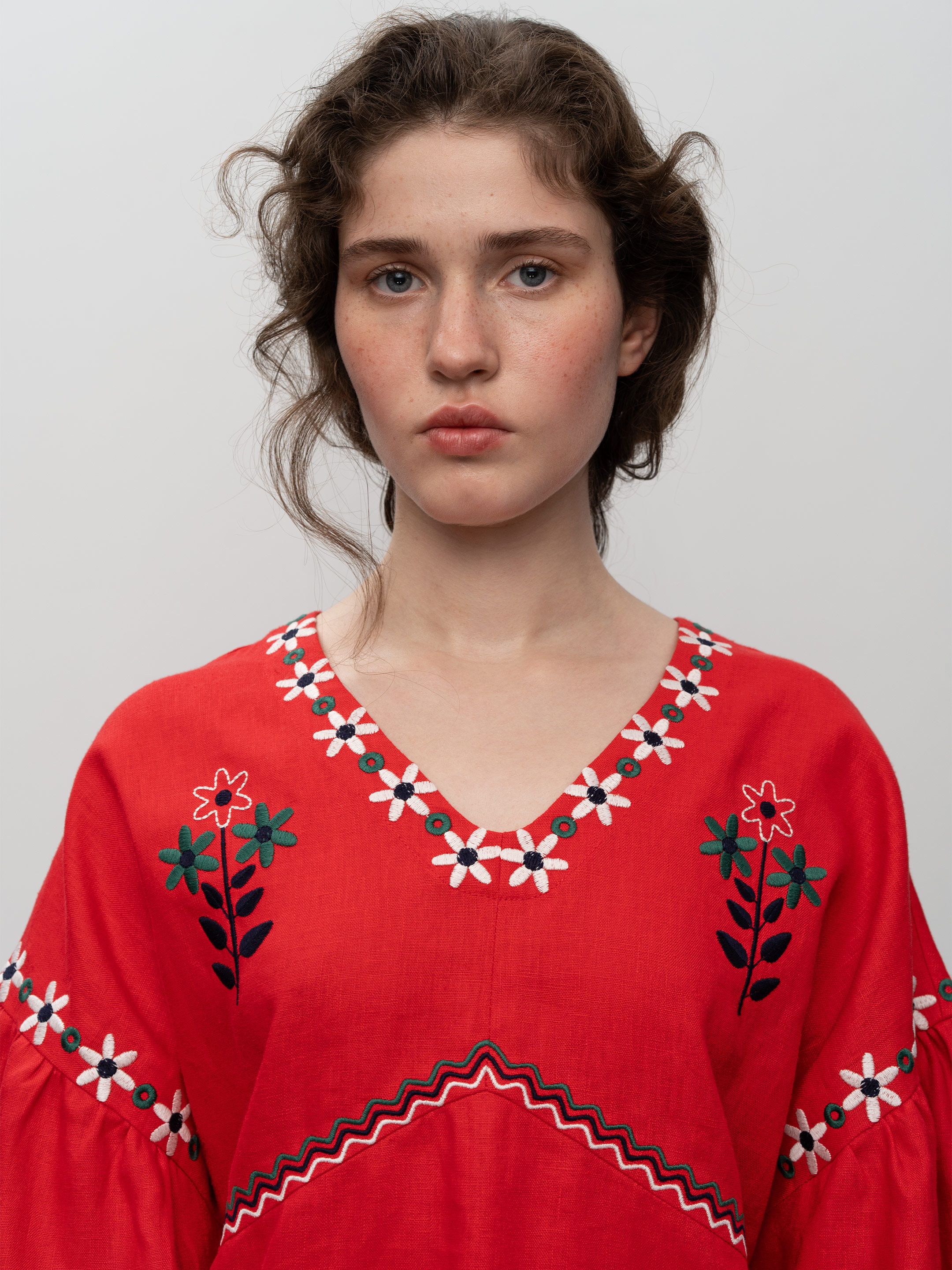 Women's embroidery shirt with floral Obriy Red choose