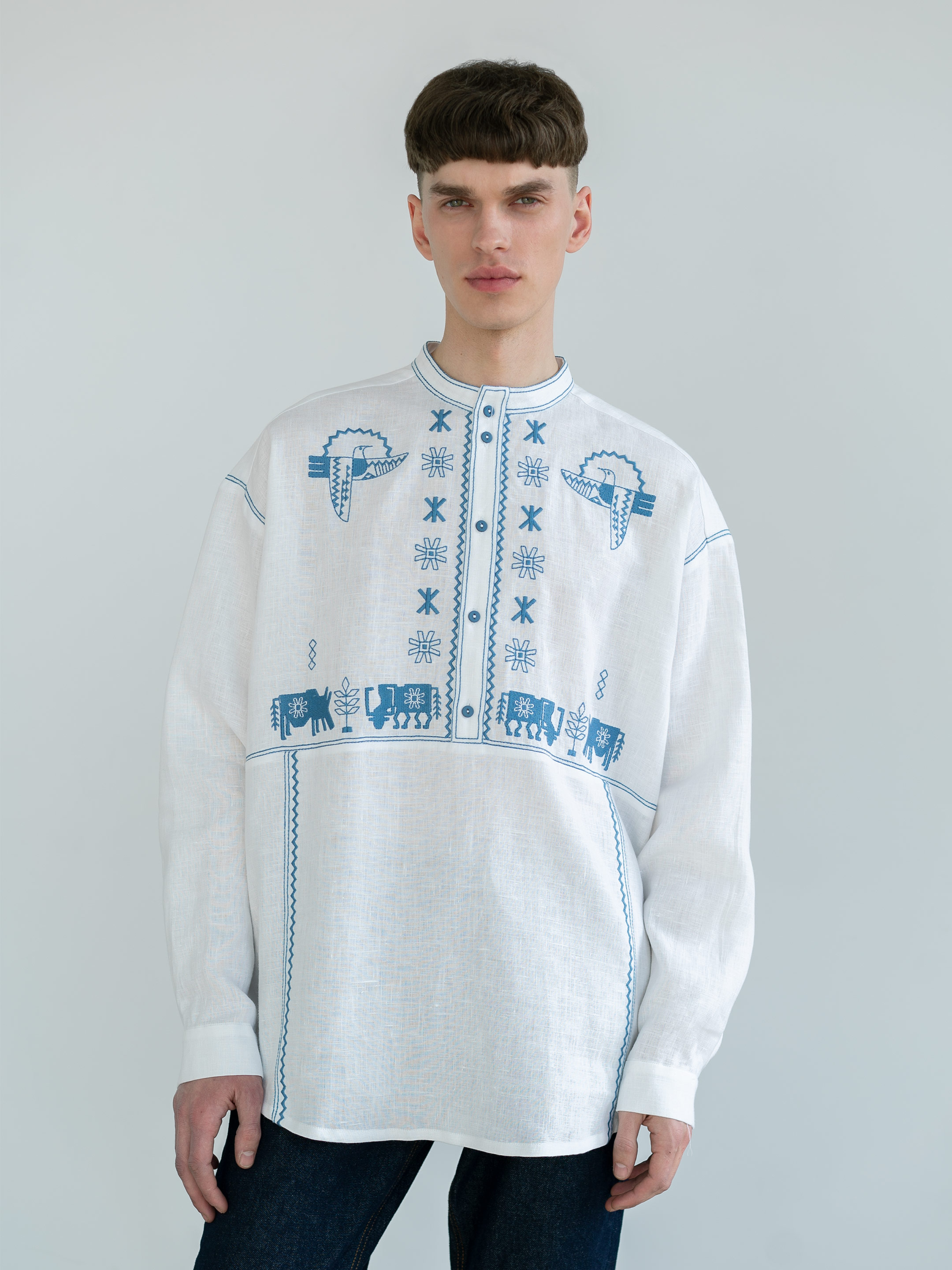 Men's linen shirt with embroidery Adam Buy