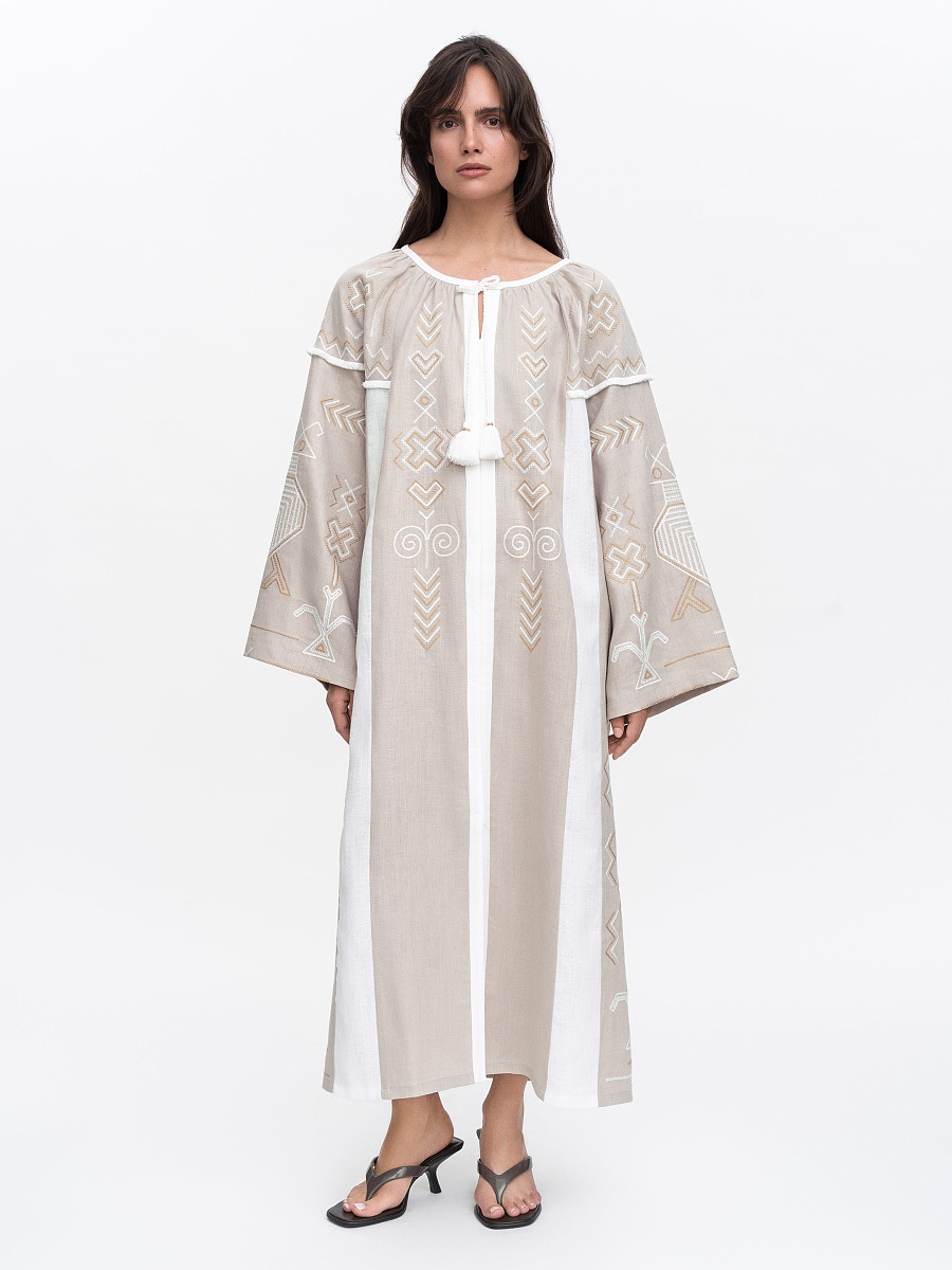 Embroidered dress in delicate beige Zozulya [0]