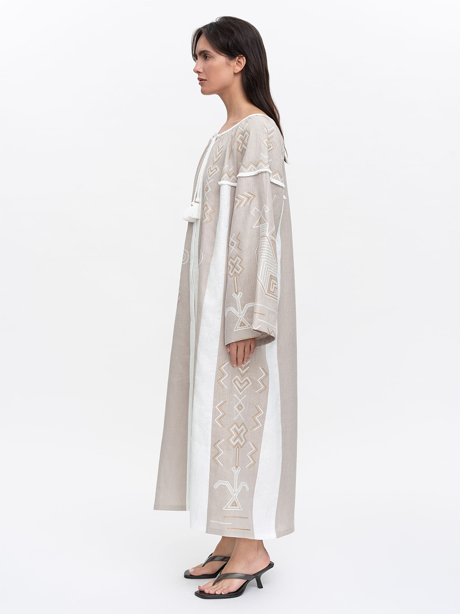 Embroidered dress in delicate beige Zozulya [0]