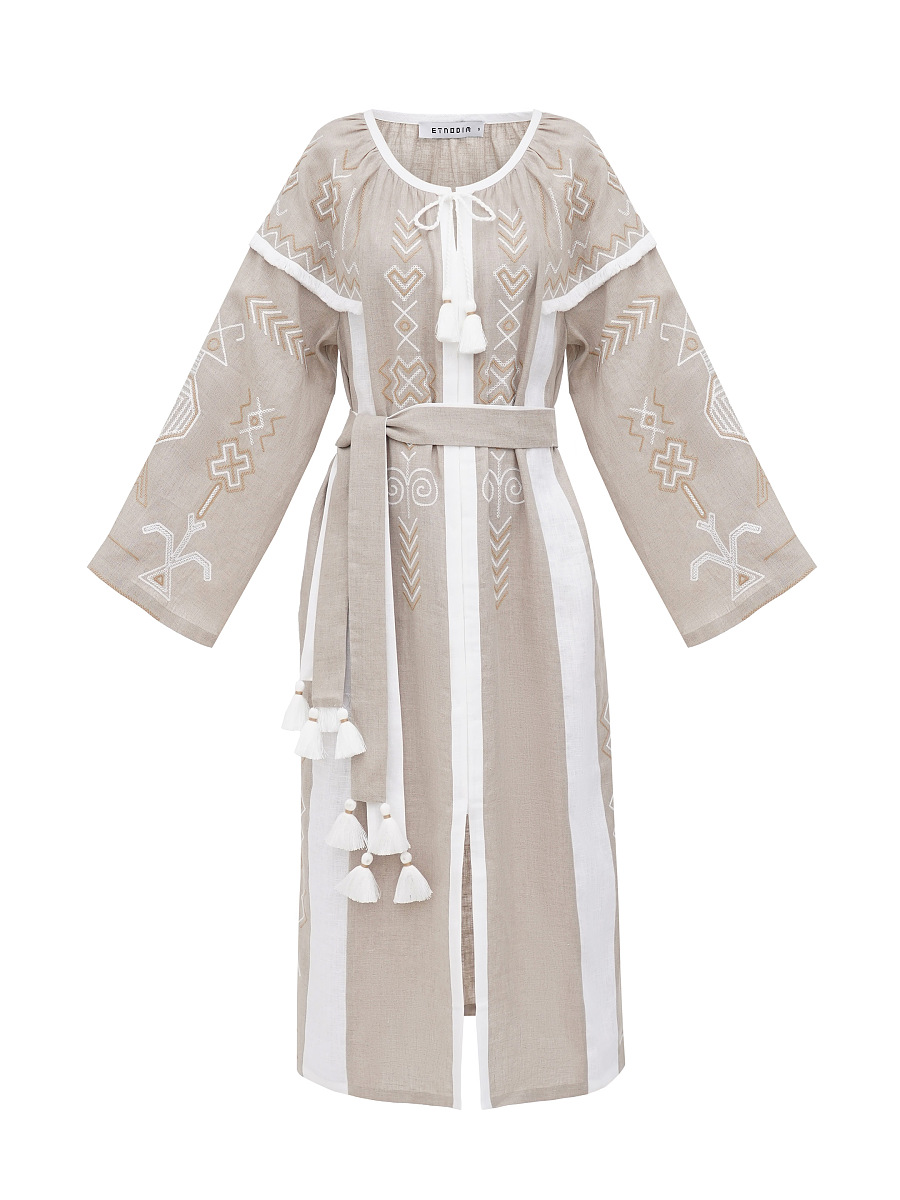 Embroidered dress in delicate beige Zozulya [0]