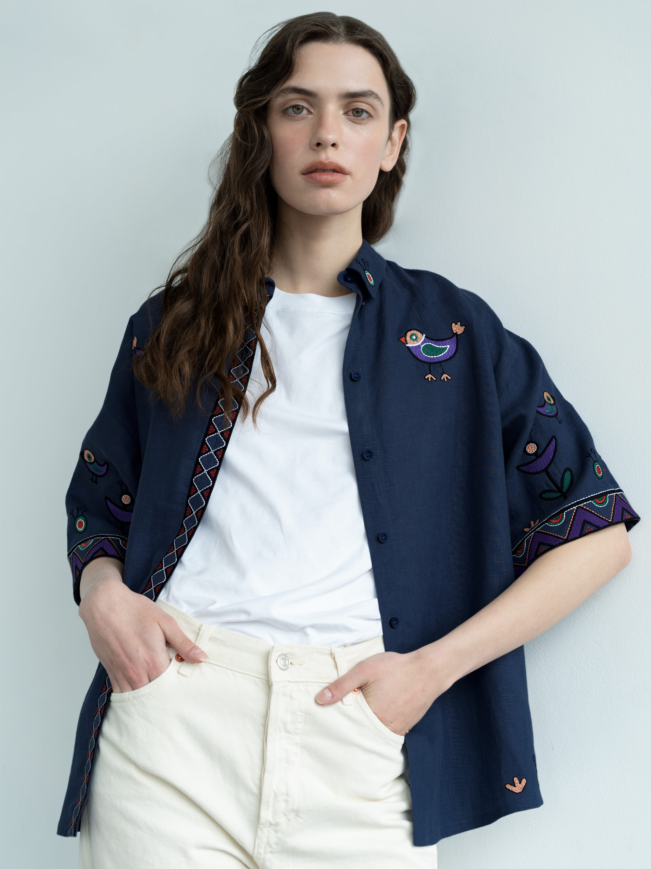 Linen shirt with embroidery Gushul Shirt choose