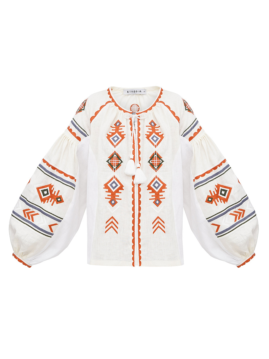 Linen embroidered shirt in boho style Pole [0]