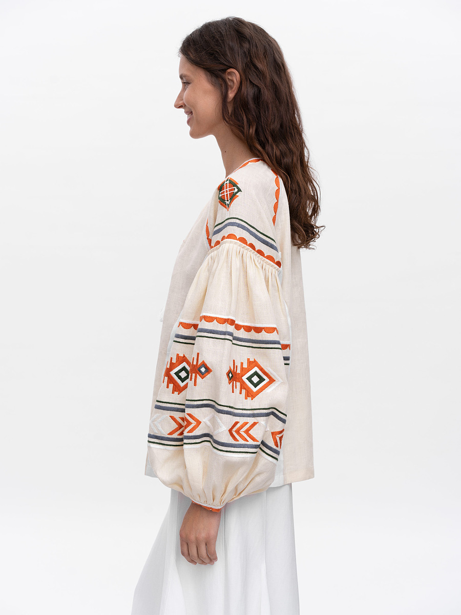 Linen embroidered shirt in boho style Pole [0]