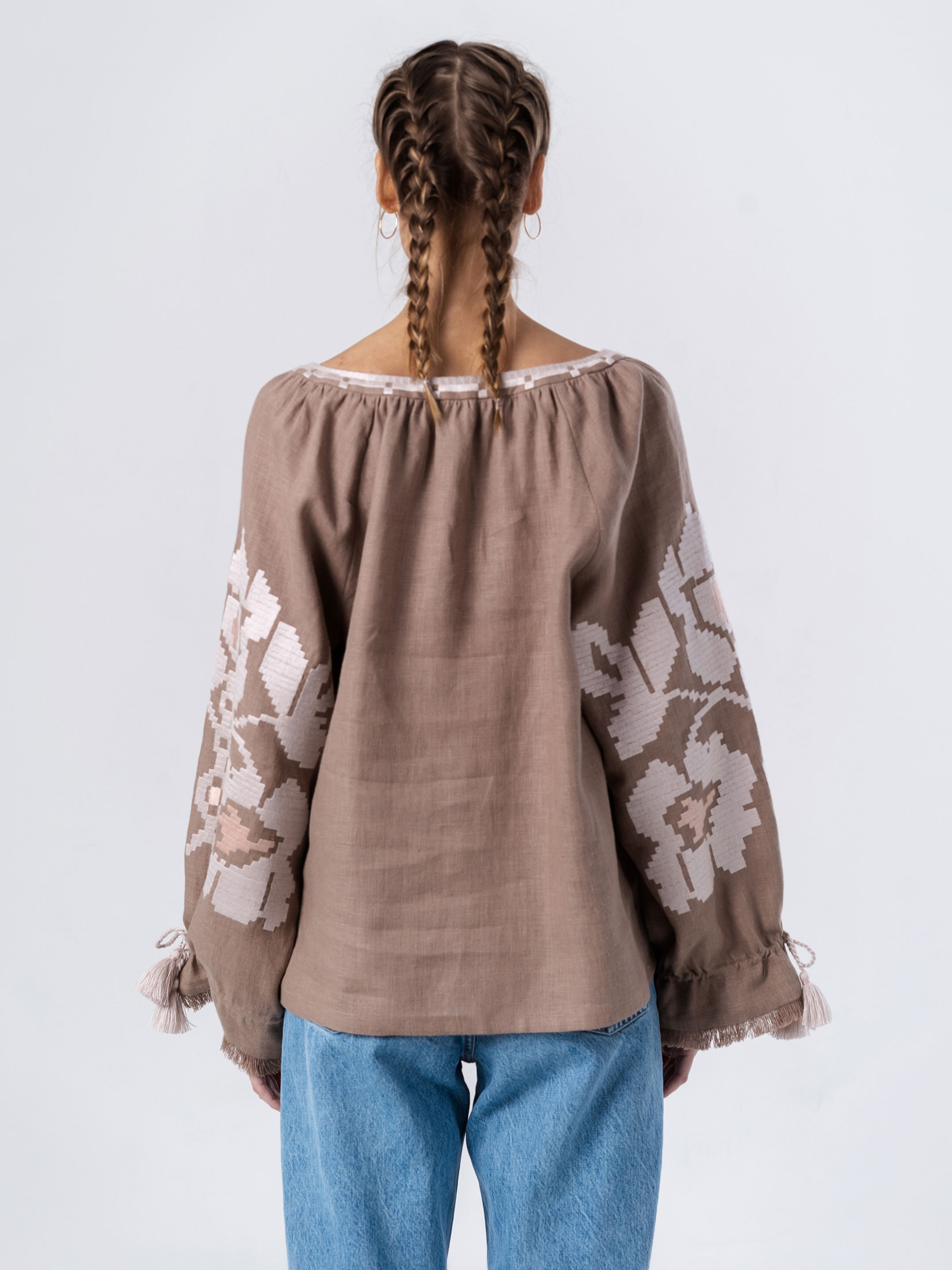Linen embroidered shirt with free cut KRYM choose