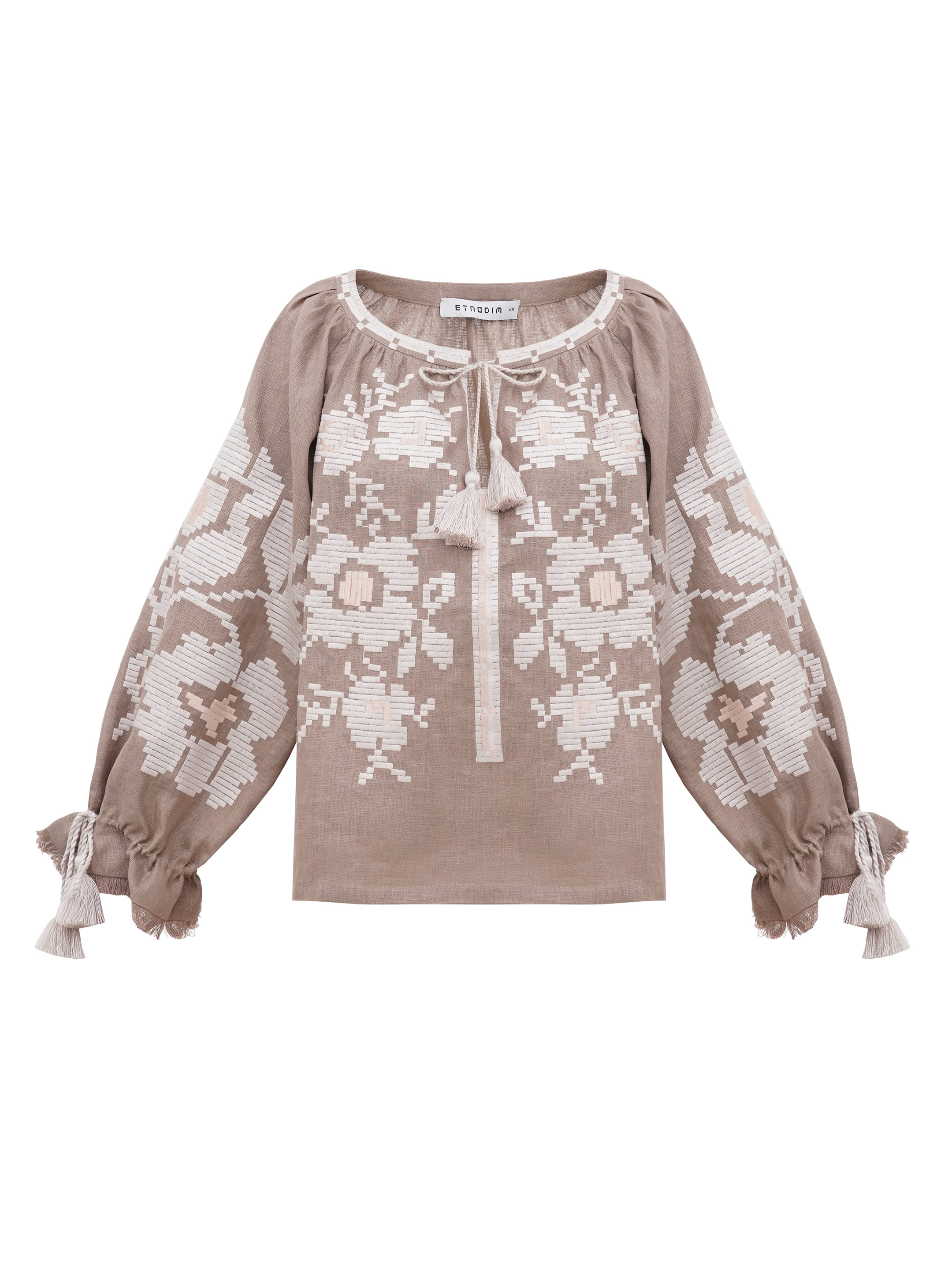 Linen embroidered shirt with free cut KRYM buy