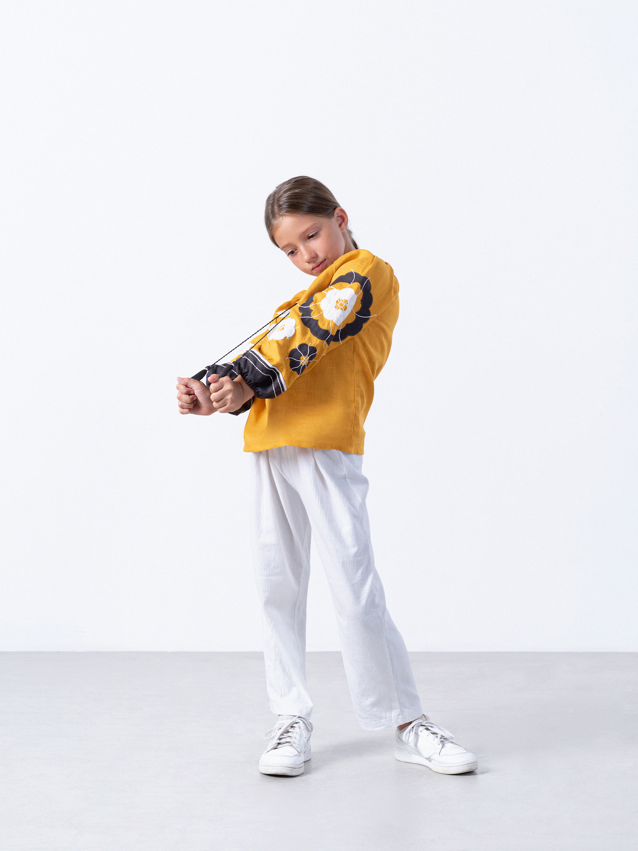 Yellow embroidered shirt for girls Sunny Kids cheap
