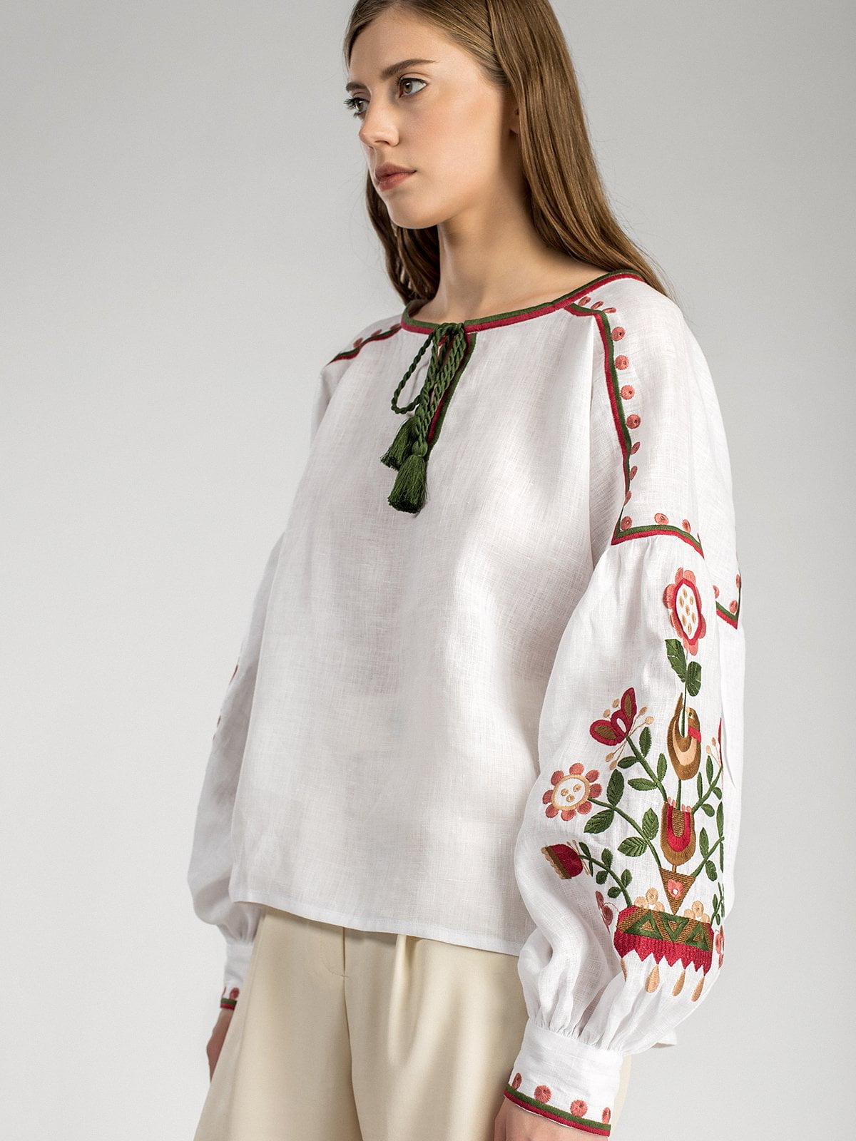 White embroidered women`s shirt East Bird Buy