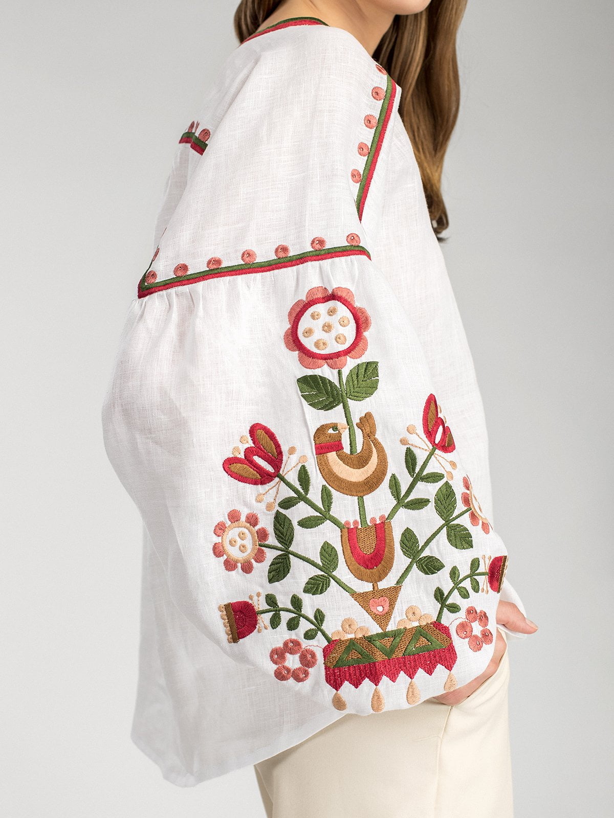 White embroidered women`s shirt East Bird choose