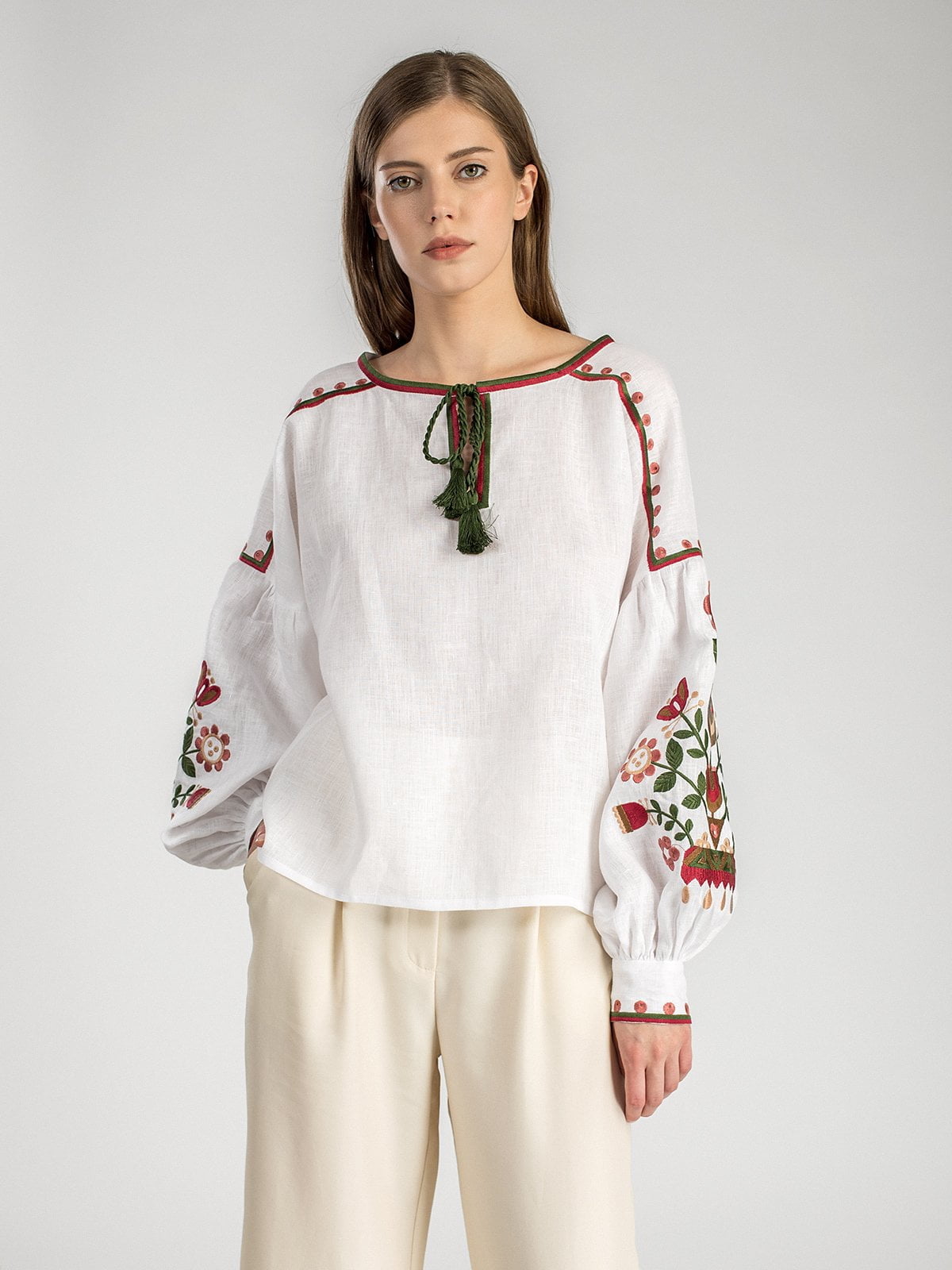 White embroidered women`s shirt East Bird cheap