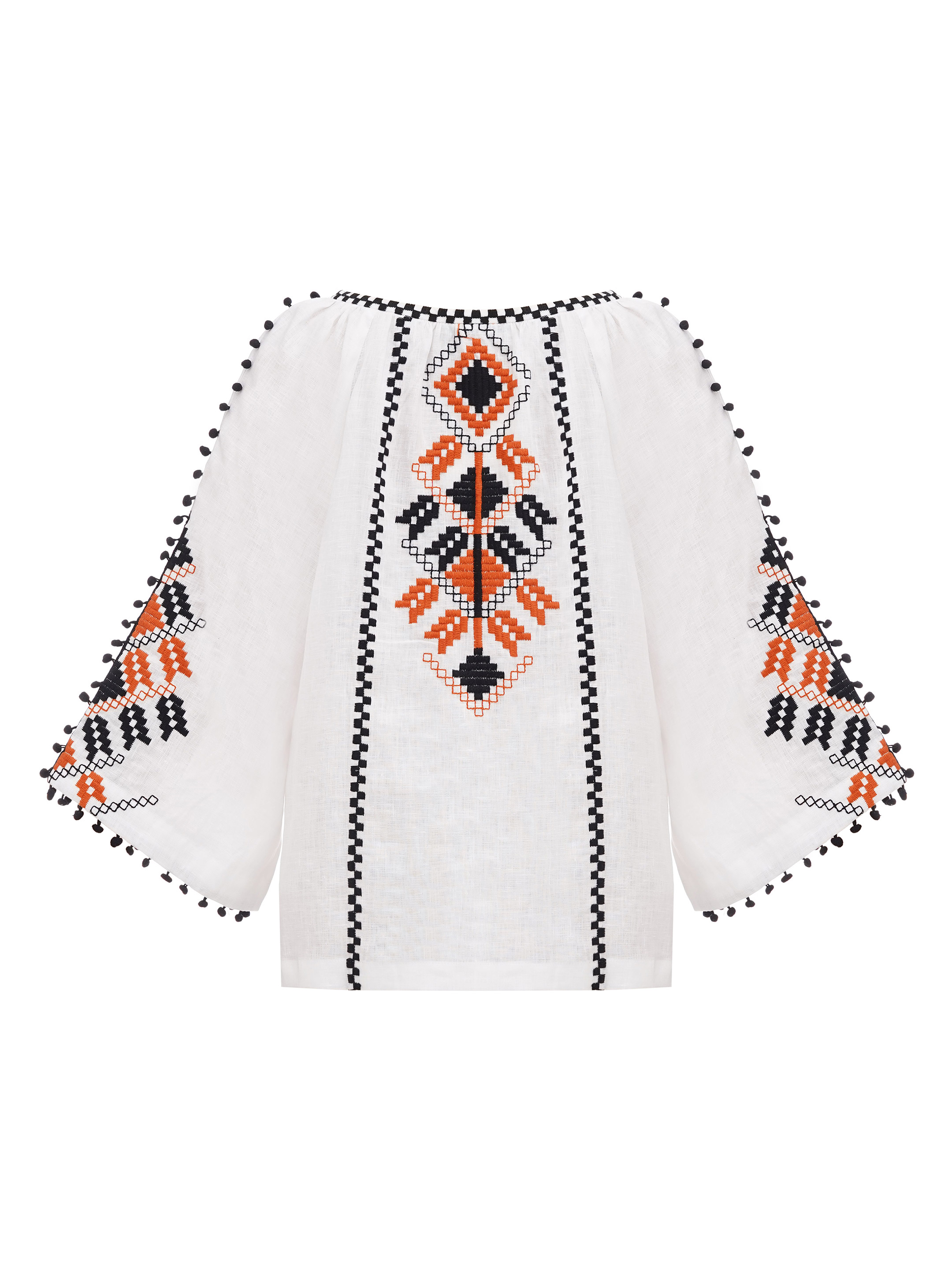 Embroidered shirt in boho style with white linen Bee cheap