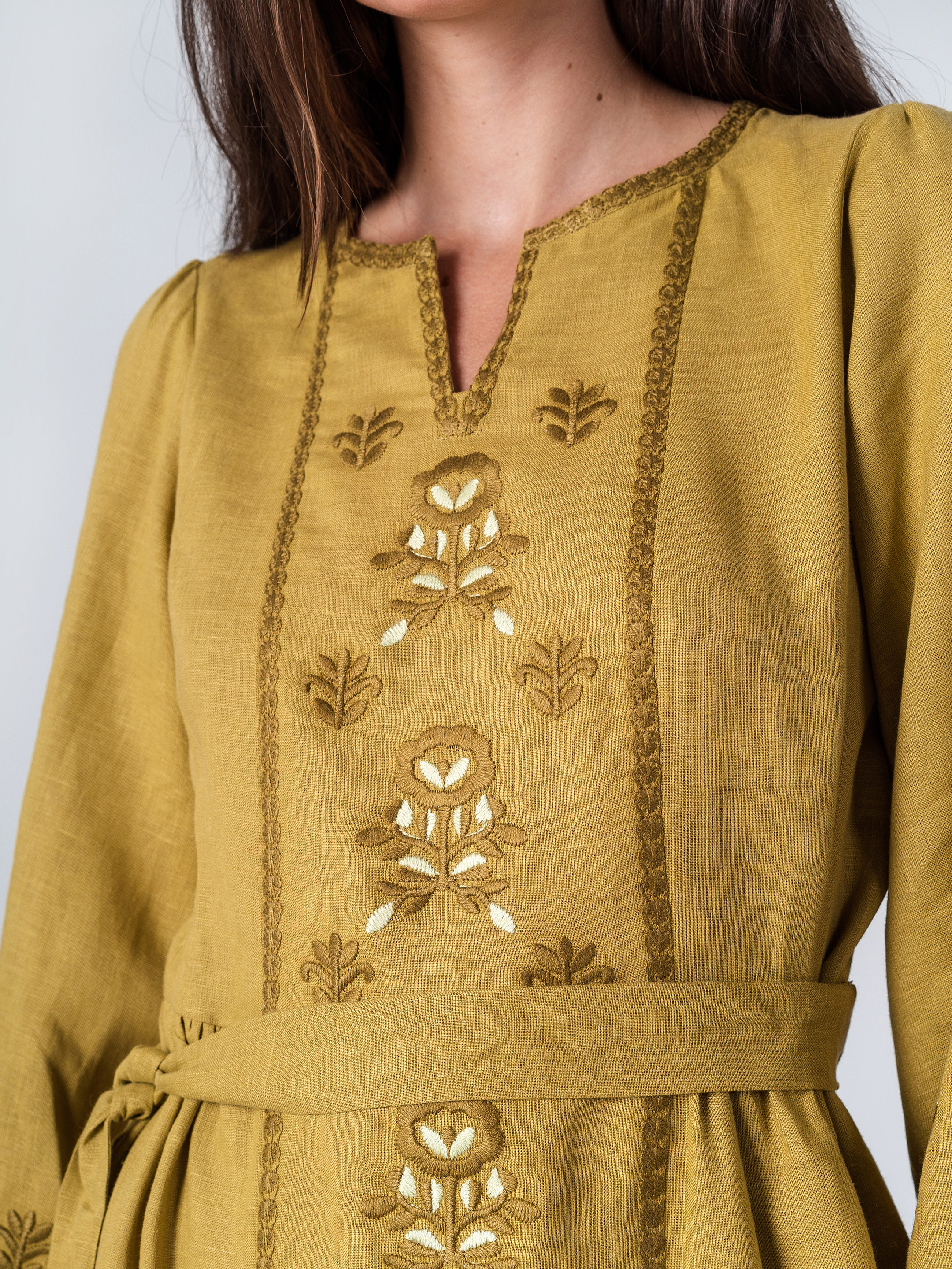 Embroidered dress with wide sleeves Tranoy yellow ціна