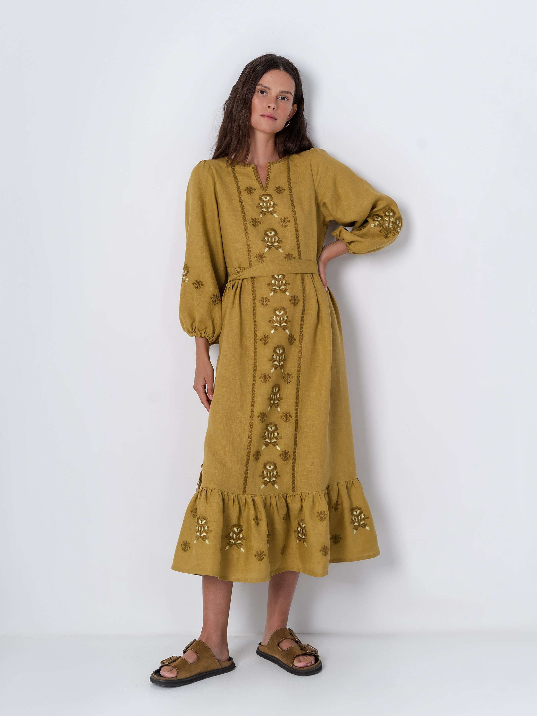 Embroidered dress with wide sleeves Tranoy yellow Buy