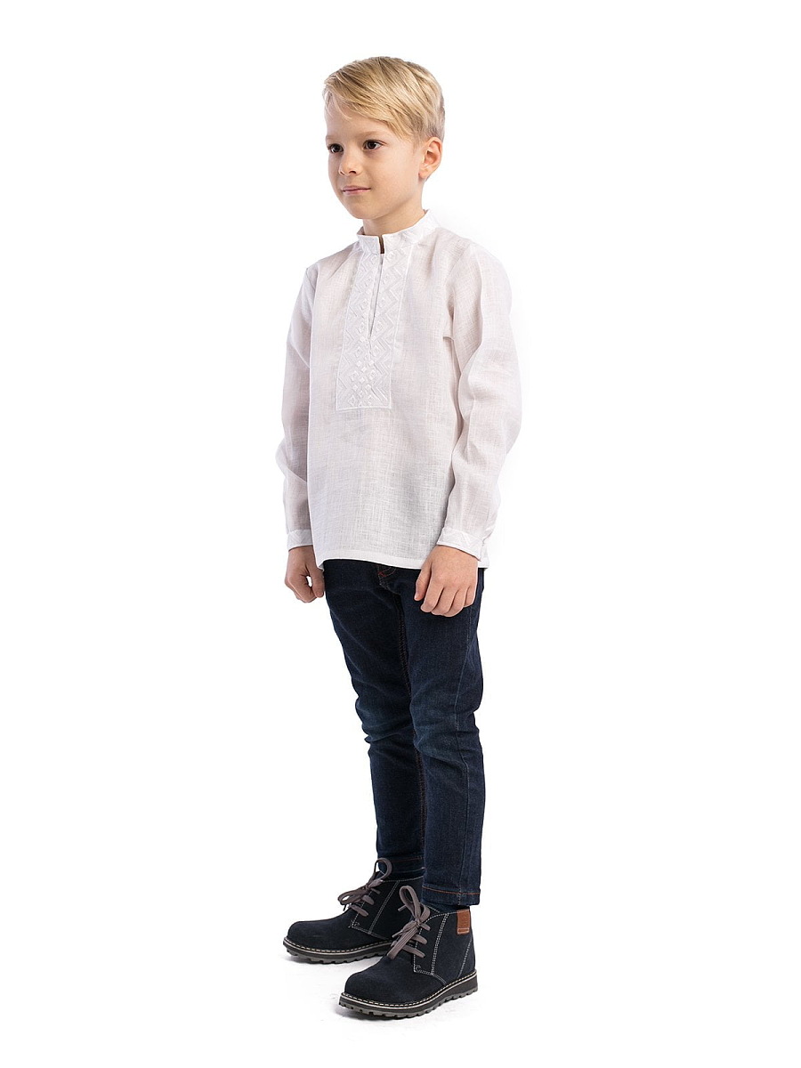 Boy`s embroidered shirt Zig-Zag White [0]