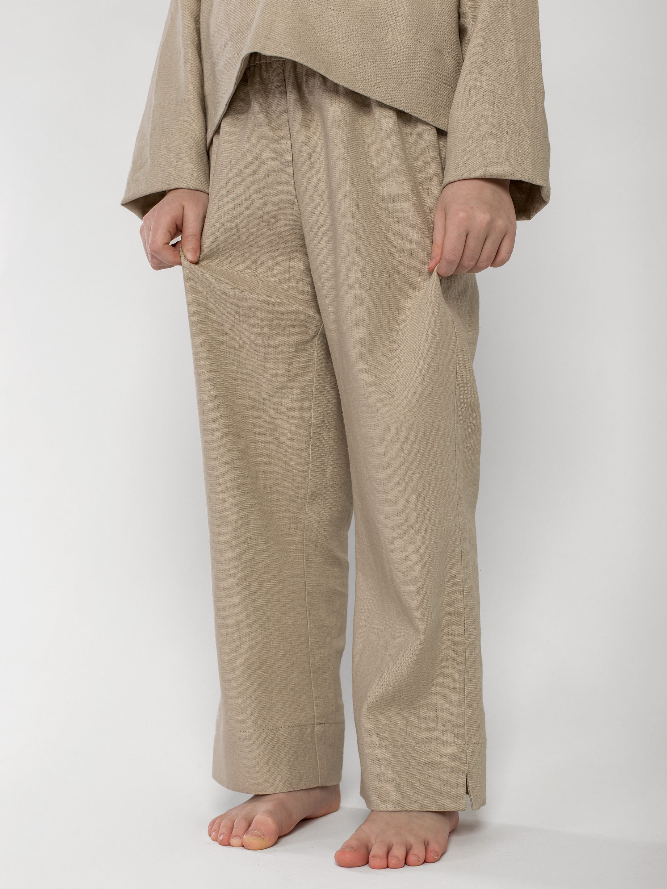 Linen Pajamas for the girl  Dobby Beige in Ukraine