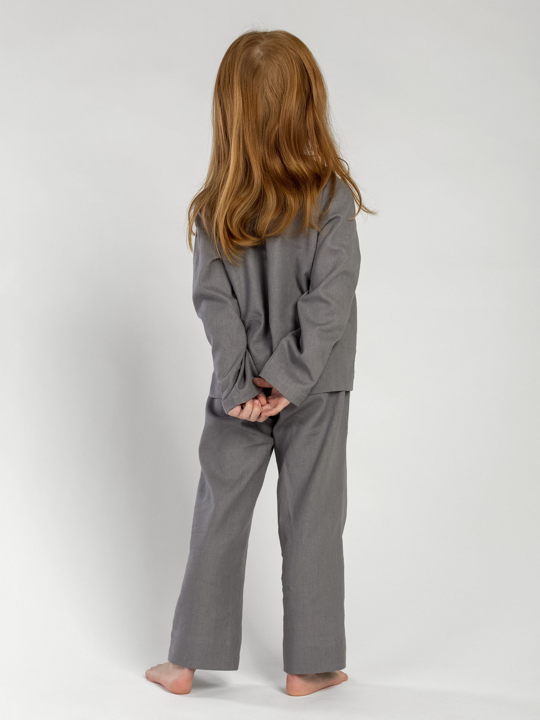 Linen Pajamas for the girl Dobby Grey photo