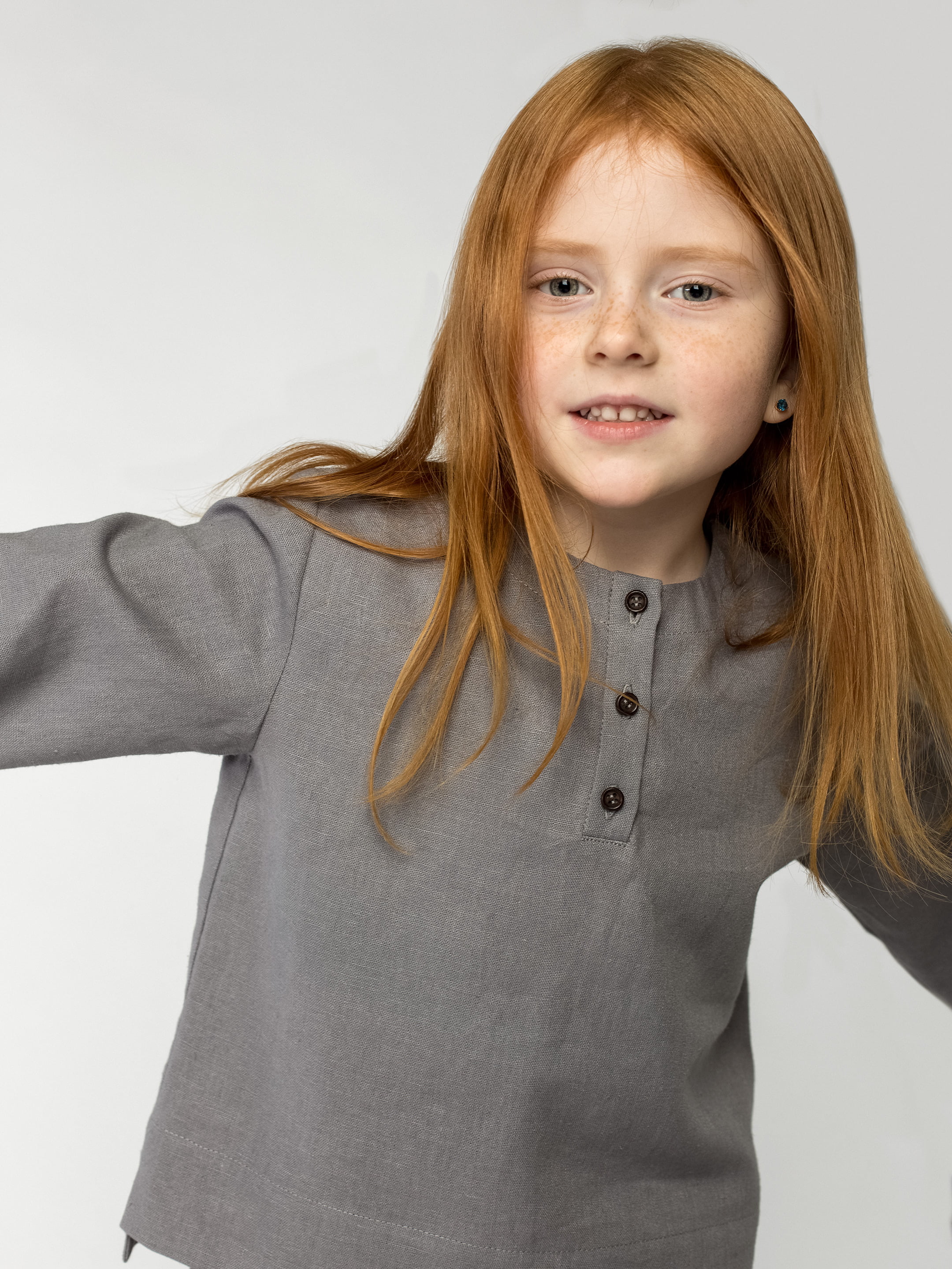 Linen Pajamas for the girl Dobby Grey choose