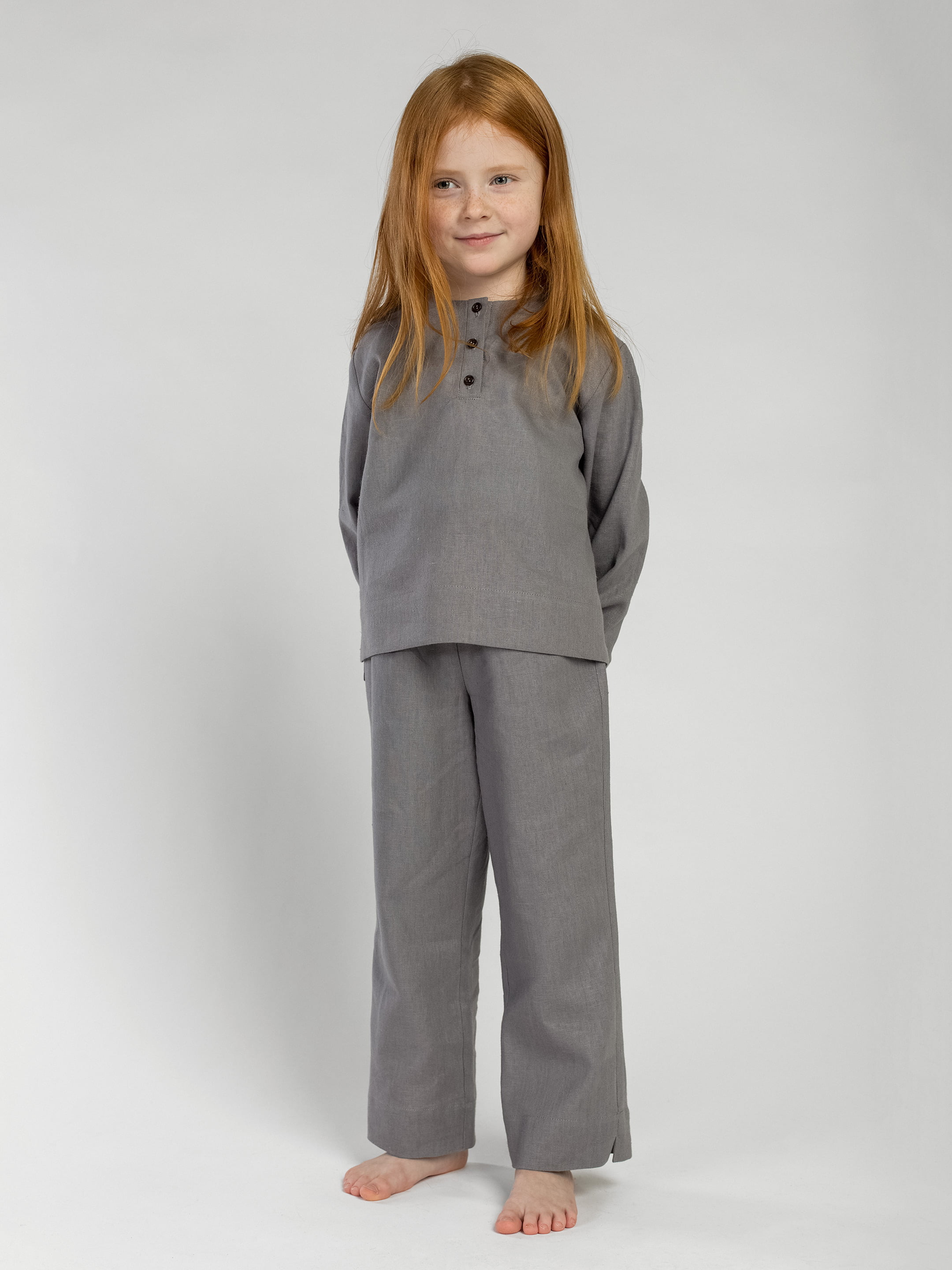 Linen Pajamas for the girl Dobby Grey Buy