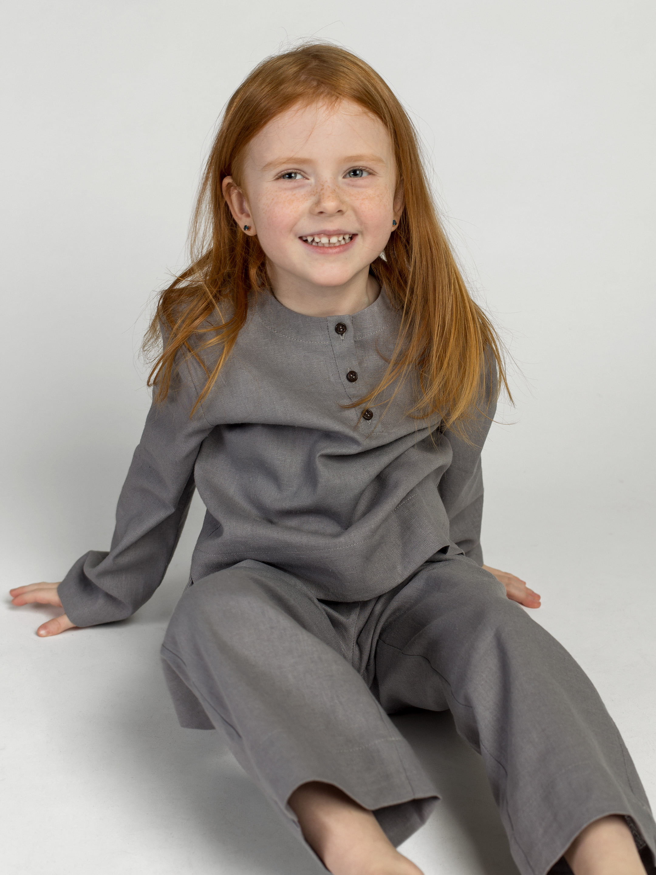 Linen Pajamas for the girl Dobby Grey in Ukraine