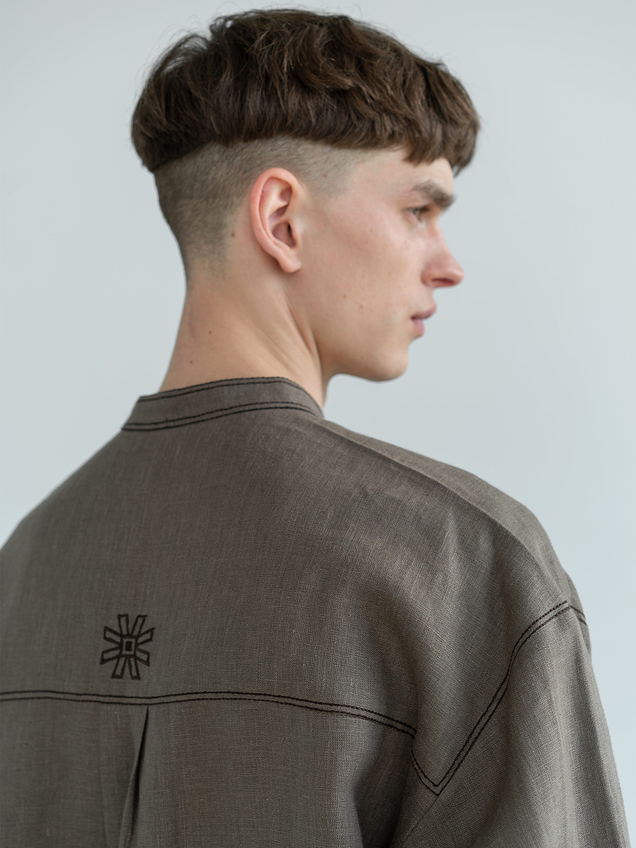 Men's linen shirt with embroidery Adam Brown [0]