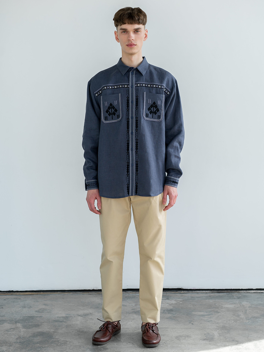 Men's embroidered shirt in blue color "Saenko" [0]