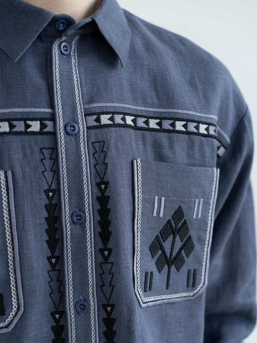 Men's embroidered shirt in blue color "Saenko" [0]