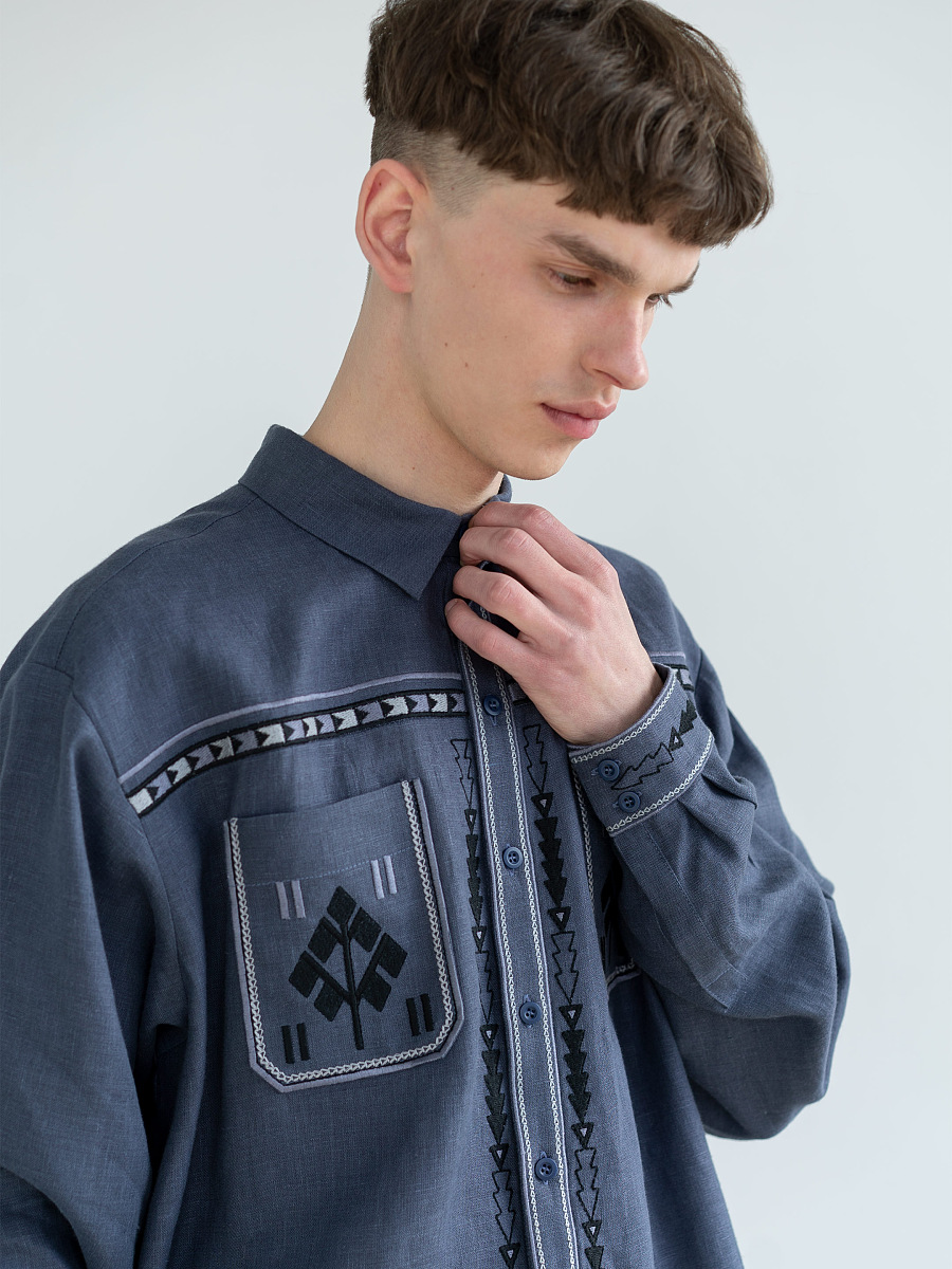 Men's embroidered shirt in blue color "Saenko" [0]