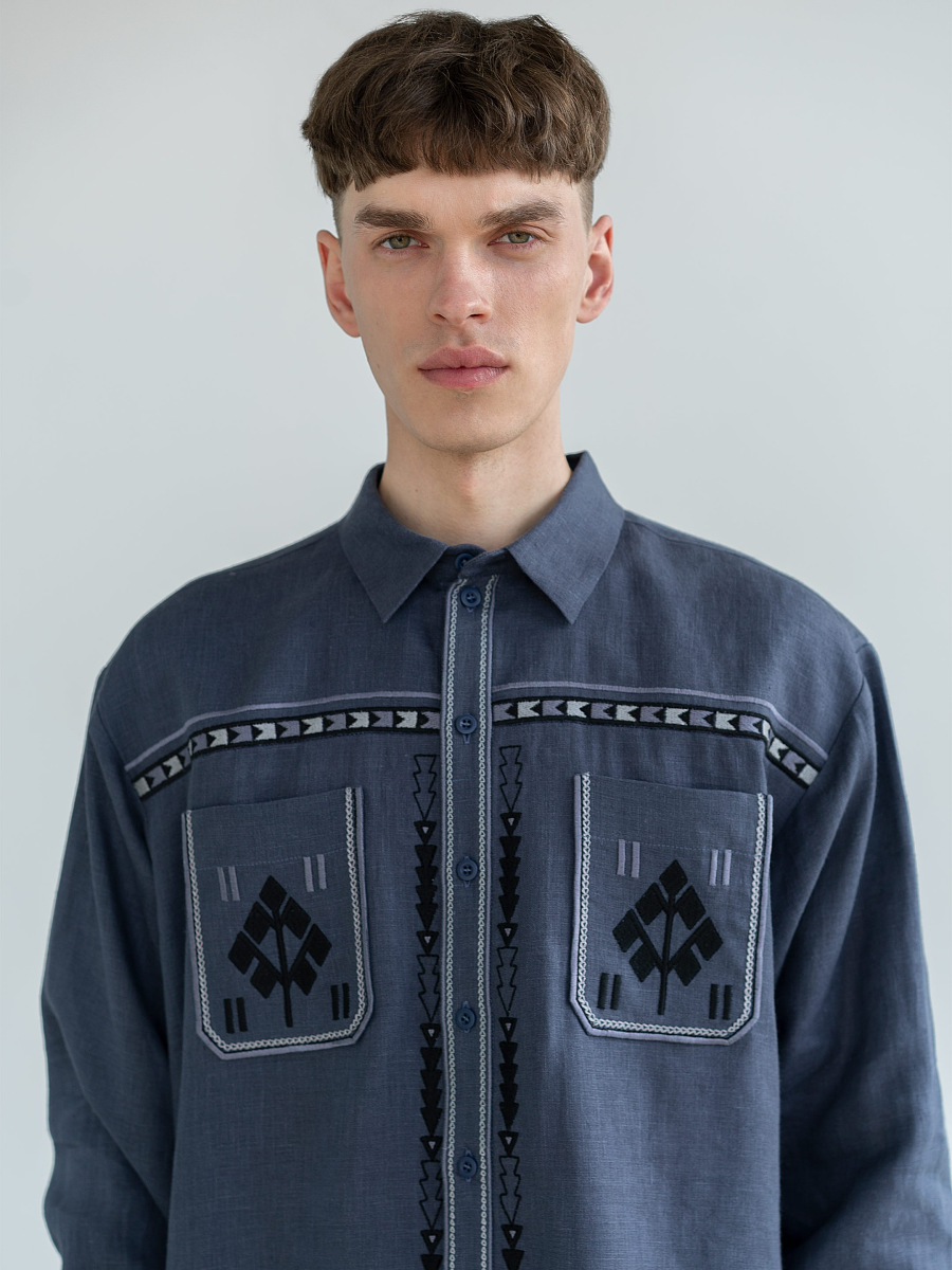 Men's embroidered shirt in blue color "Saenko" [0]