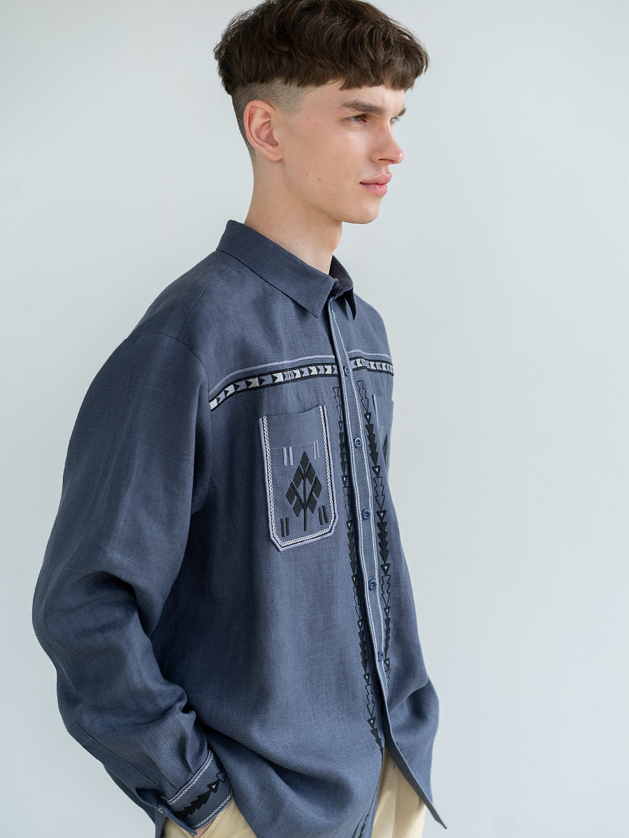 Men's embroidered shirt in blue color "Saenko" [0]