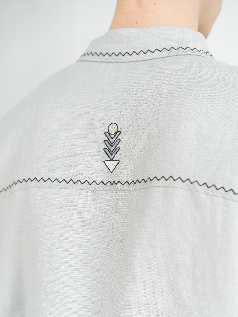 Linen button-down shirt with embroidery Pastukh [0]