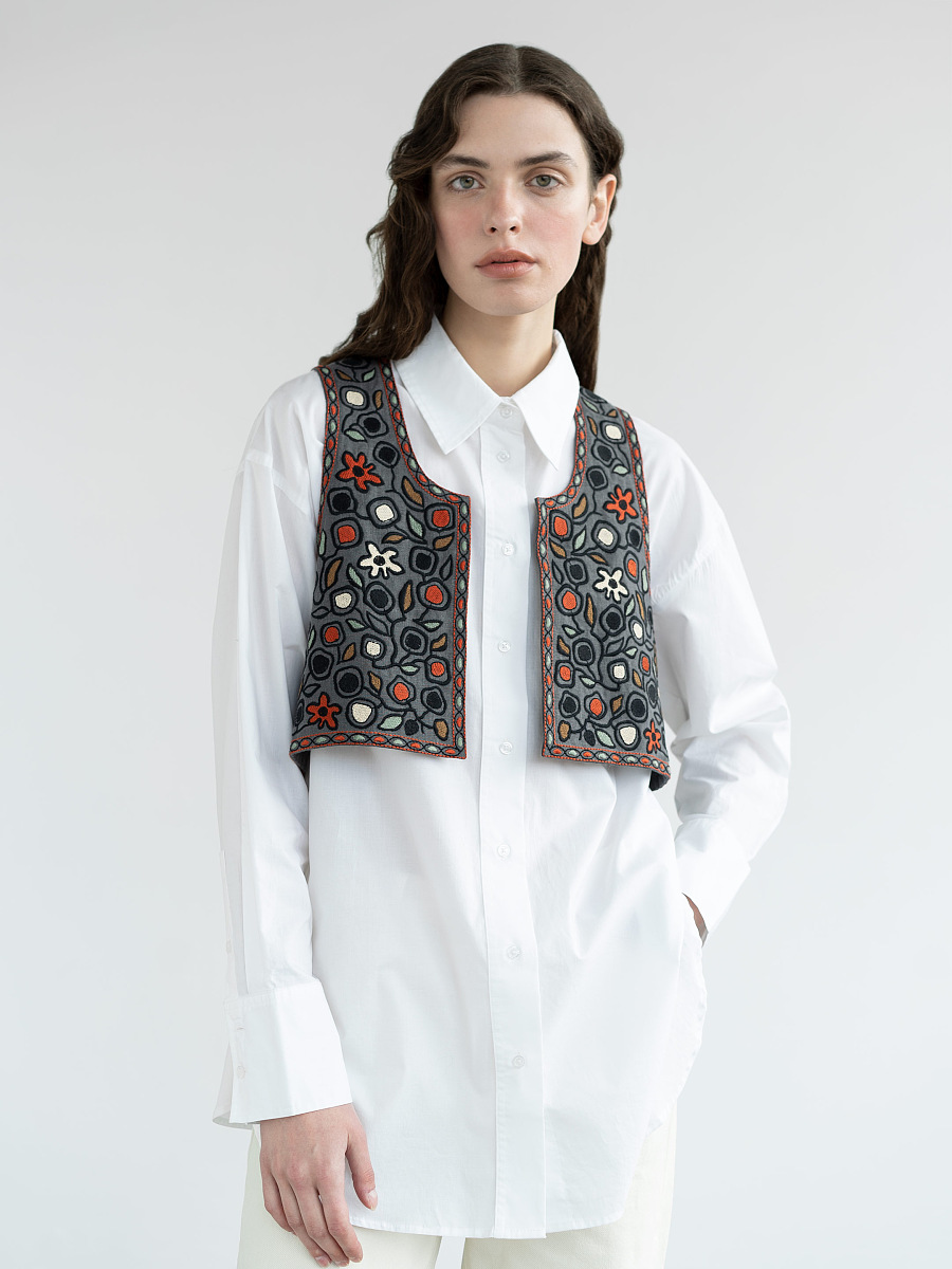 Linen vest with embroidery Zadorozhniy Jacket [0]