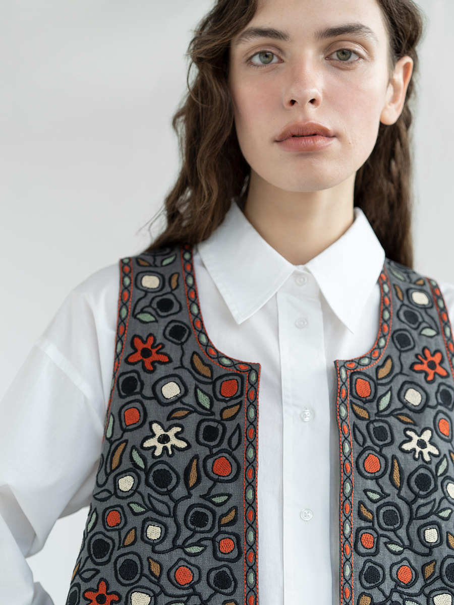 Linen vest with embroidery Zadorozhniy Jacket [0]
