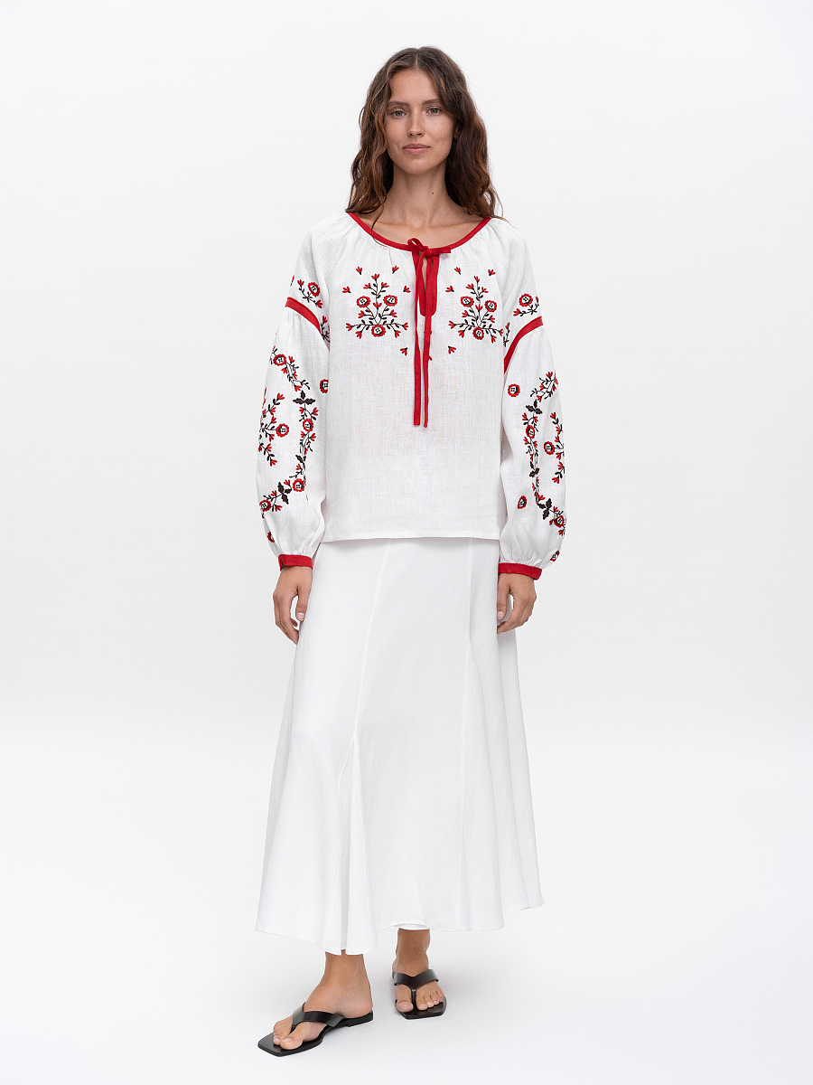 White embroidered shirt with free cut Svitanok [0]