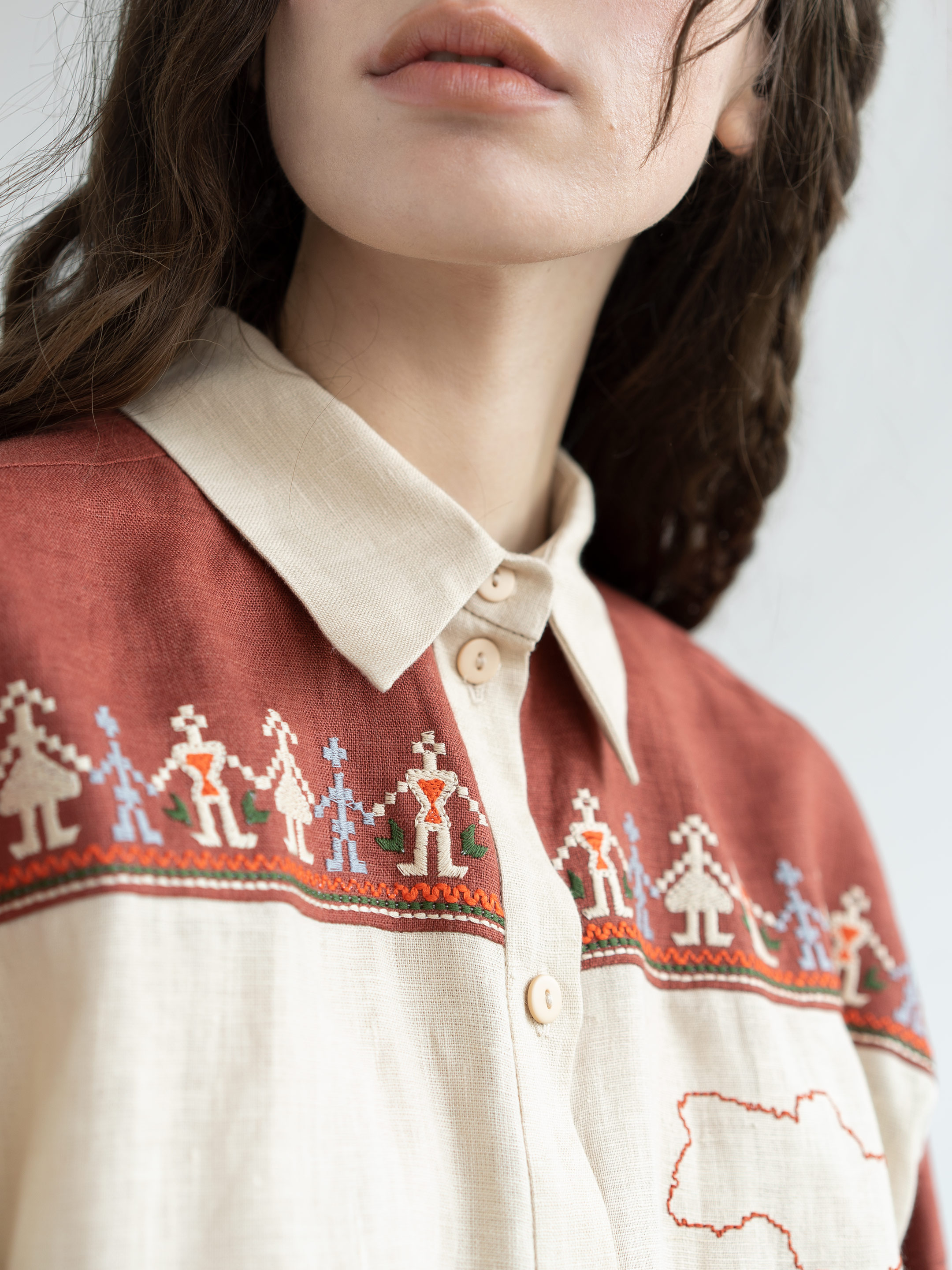 Linen shirt with embroidered cities-heroes Smilyvist 2 in Ukraine