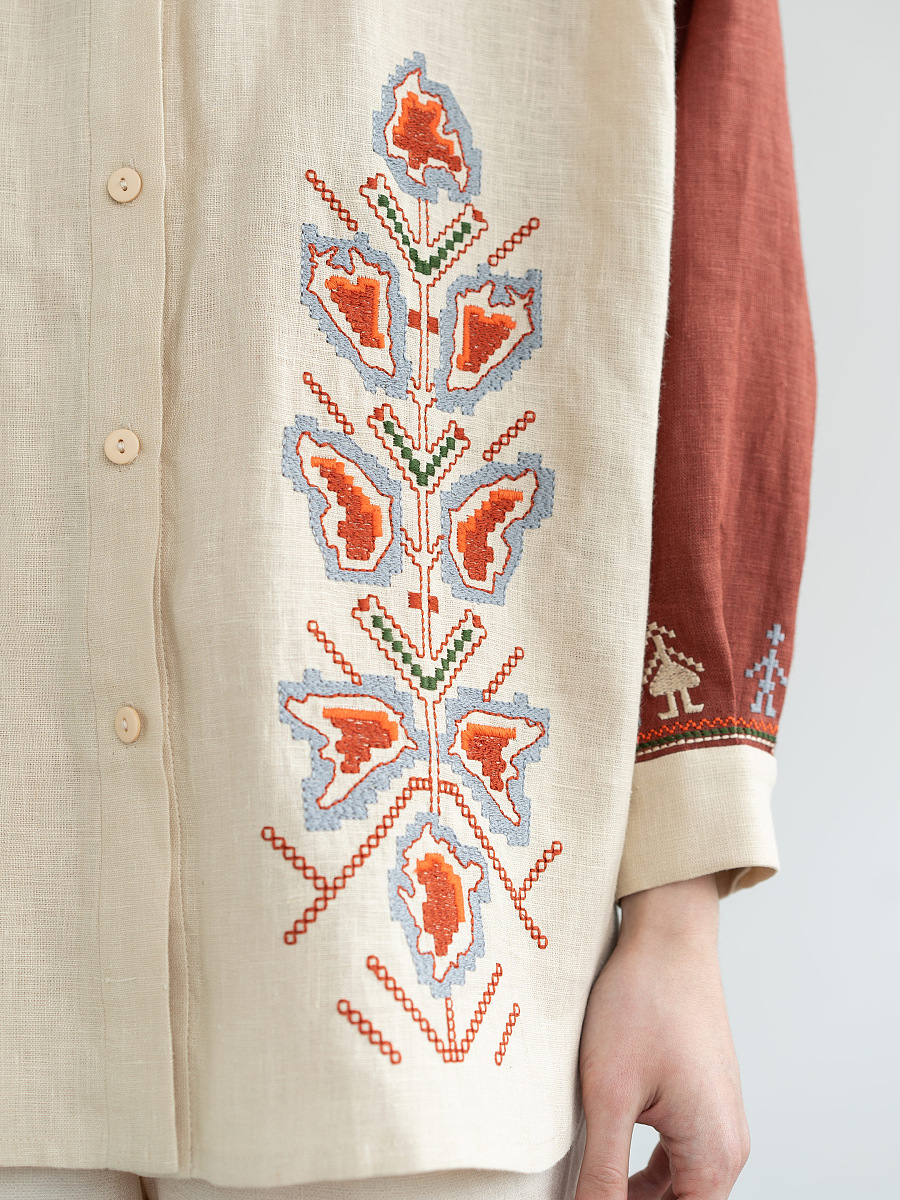 Linen shirt with embroidered cities-heroes Smilyvist 2 [0]