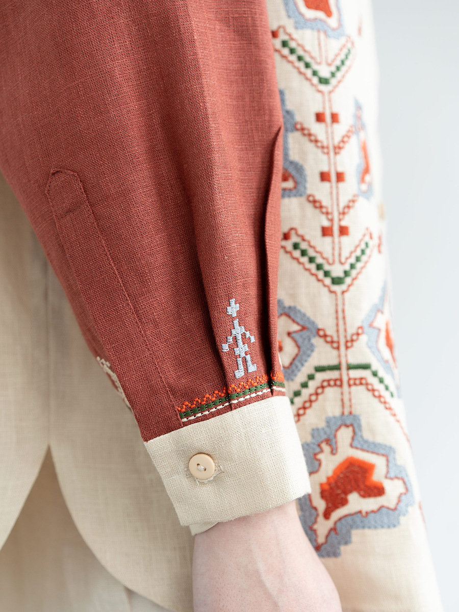 Linen shirt with embroidered cities-heroes Smilyvist 2 [0]