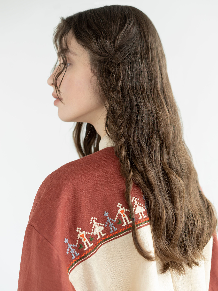 Linen shirt with embroidered cities-heroes Smilyvist 2 [0]